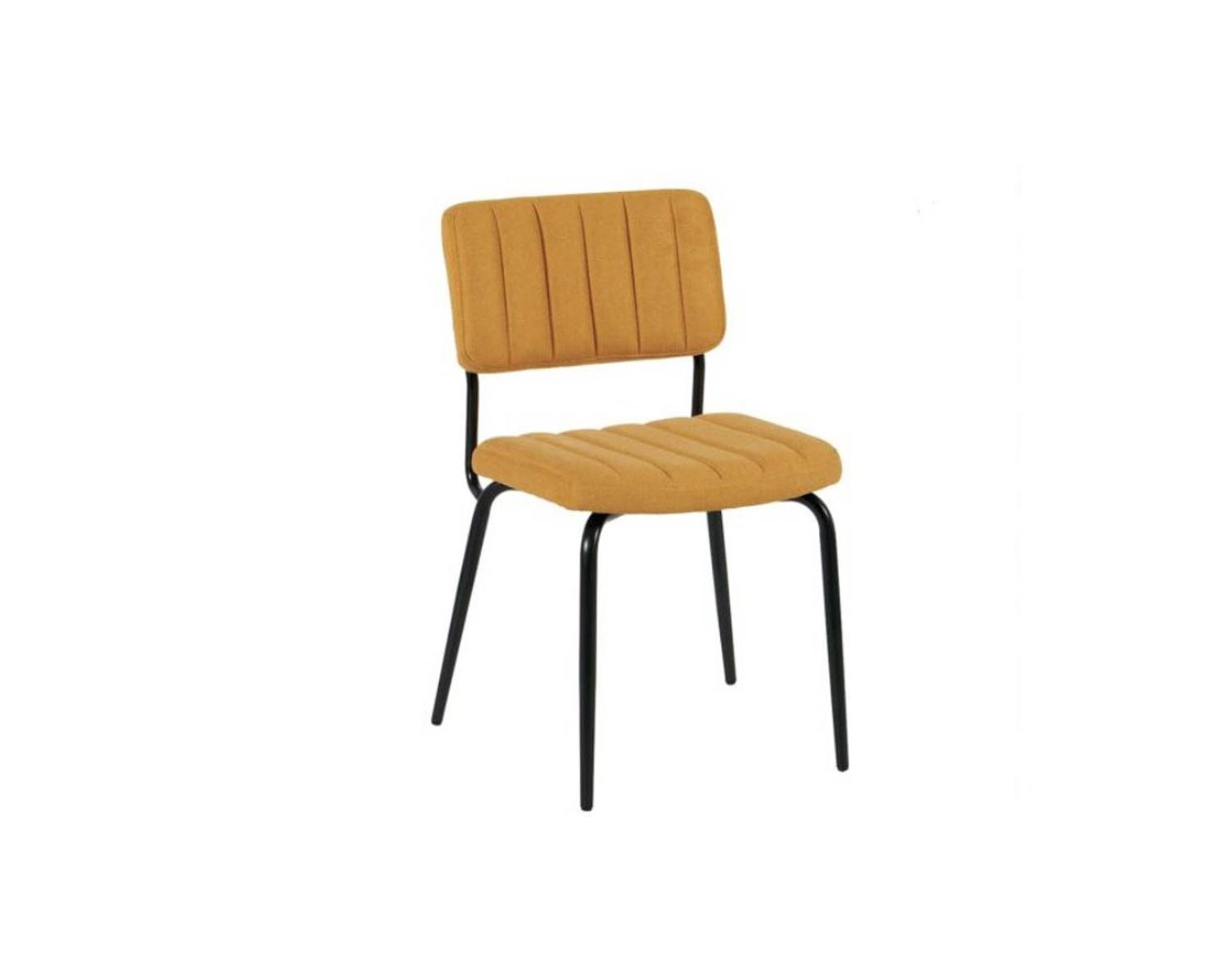 Lot de 2 chaises tissu jaune et métal noir "Lia"