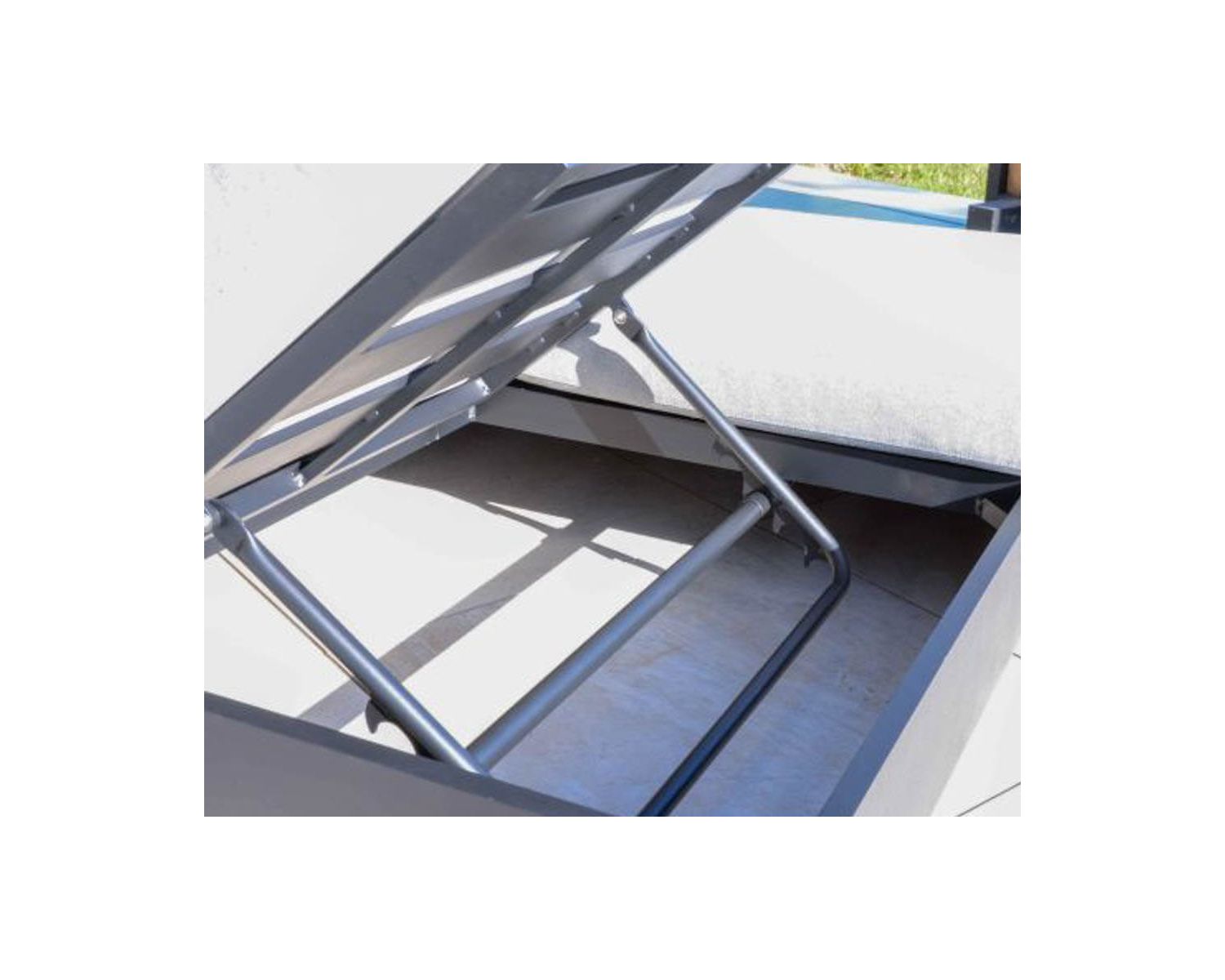 Transat de jardin 2 places tissu gris et alu anthracite "Lisboa"