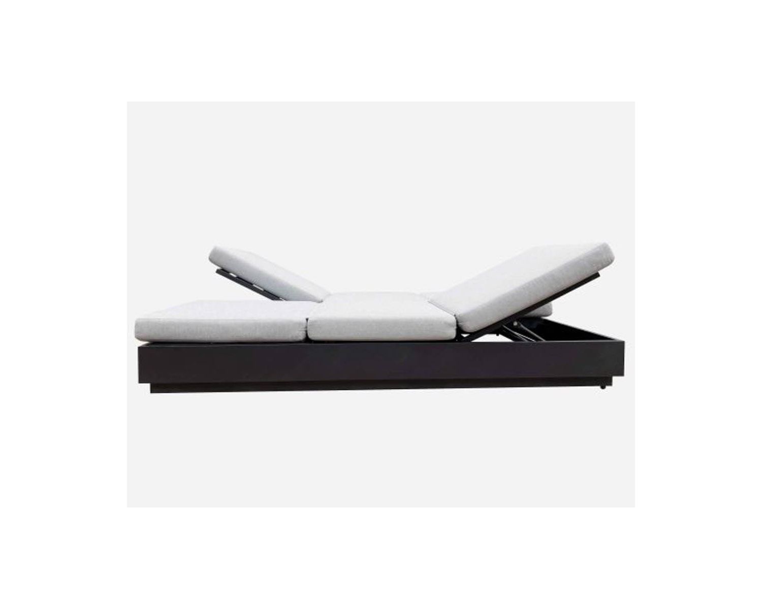 Transat de jardin 2 places tissu gris et alu anthracite "Lisboa"