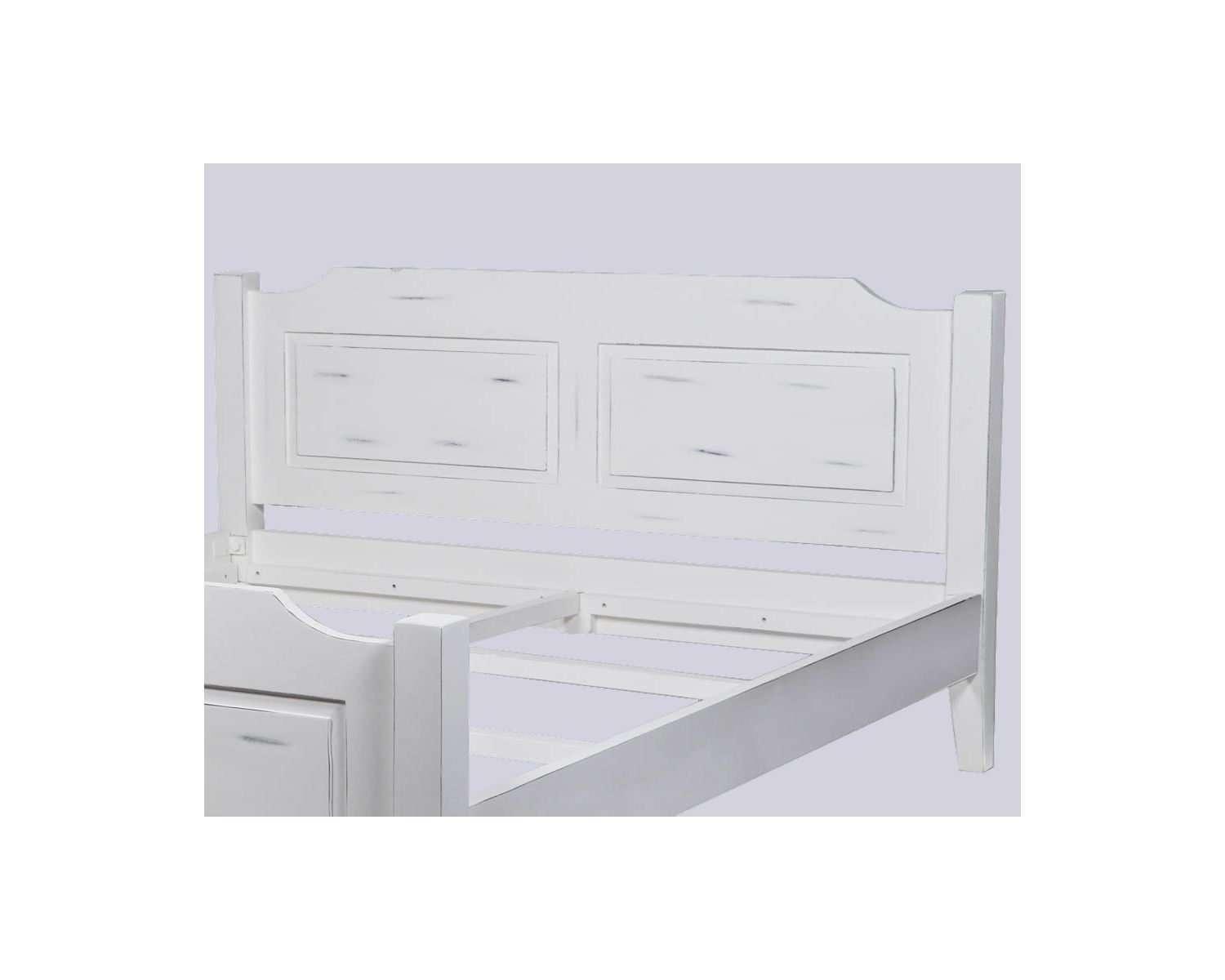 Lit de charme 160x200 en manguier massif peint effet vieilli "Soléa"