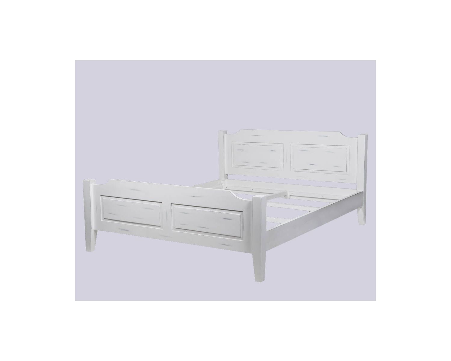 Lit de charme 160x200 en manguier massif peint effet vieilli "Soléa"