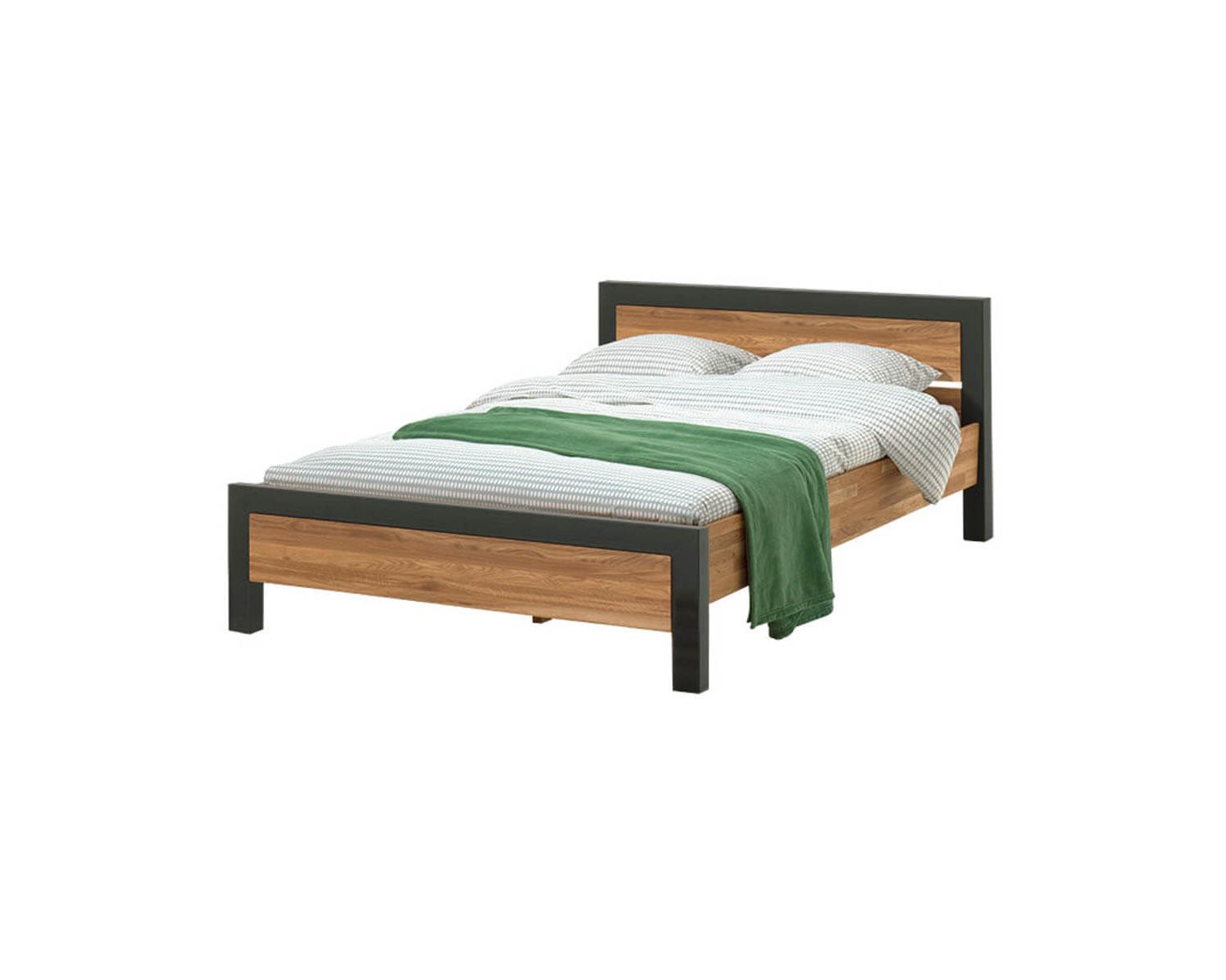 Lit 2 personnes métal et bois massif style factory "Catane" Casita