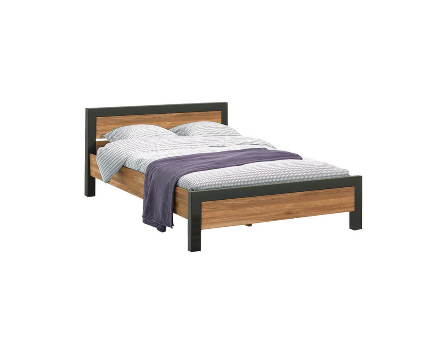 Lit King Size 180x200 cm style industriel métal et bois "Catane"