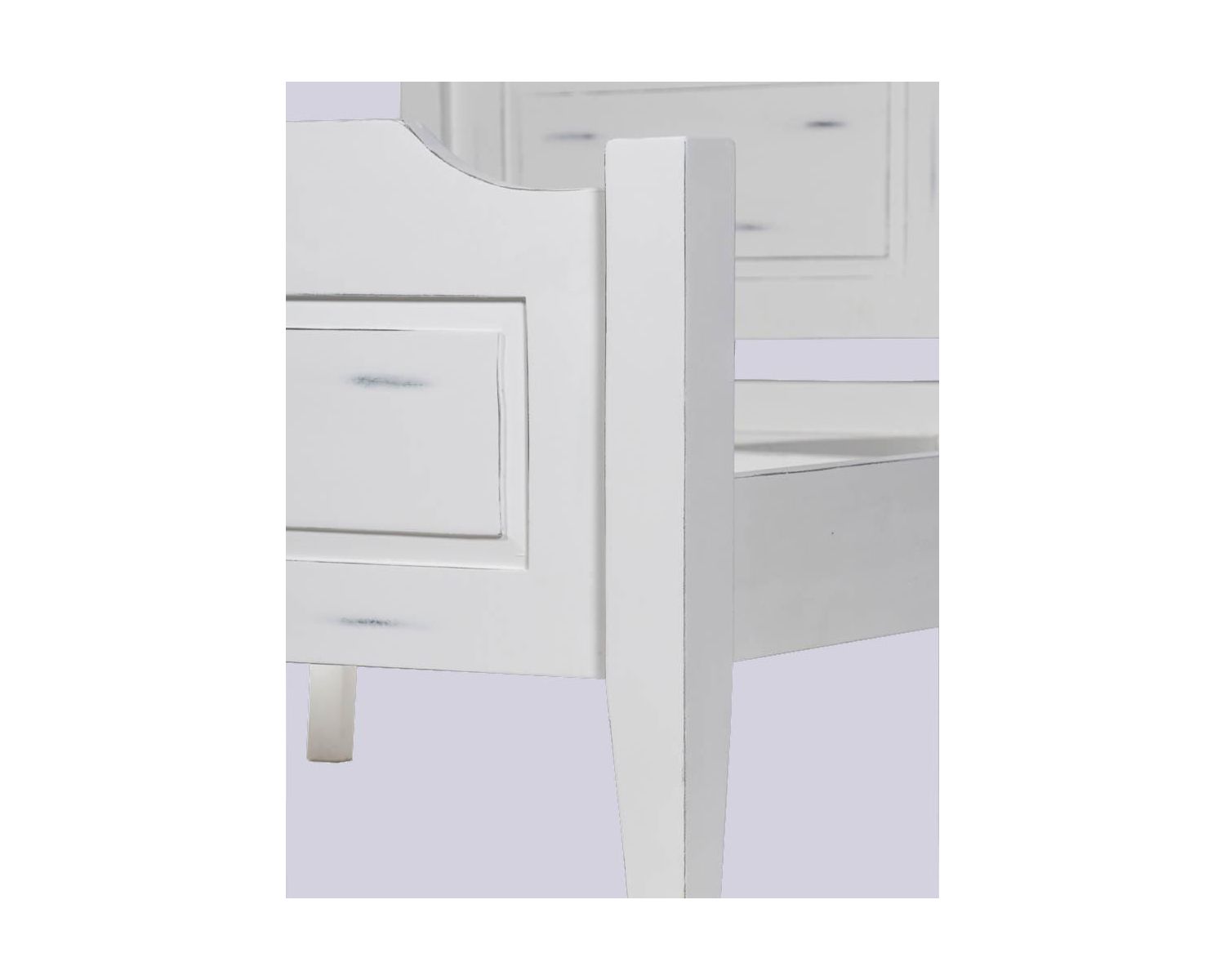 Lit de charme 160x200 en manguier massif peint effet vieilli "Soléa"