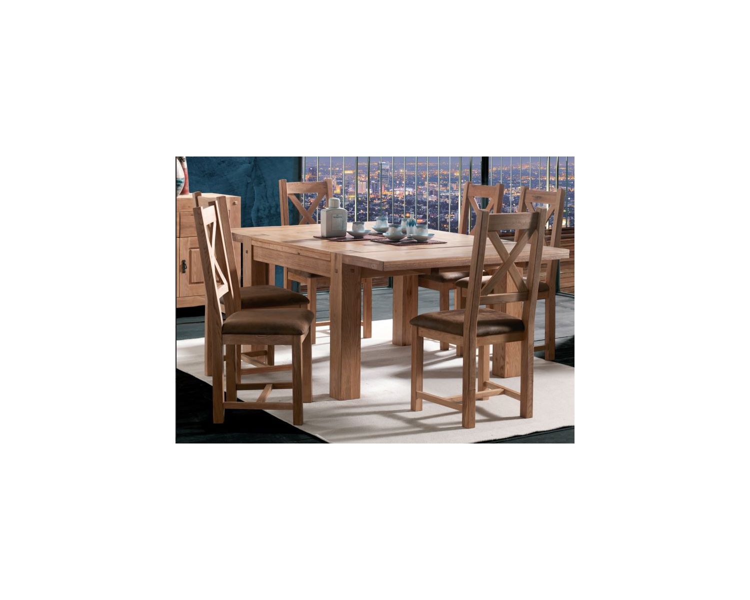 Table de repas carrée en chêne massif huilé "Lodge Casita" 140x140 cm