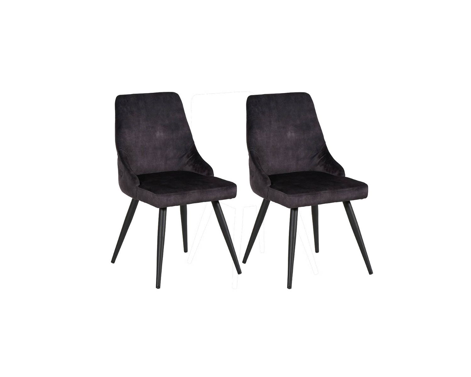Lot de 2 chaises capitonnées tissu gris anthracite métal noir "Casta"