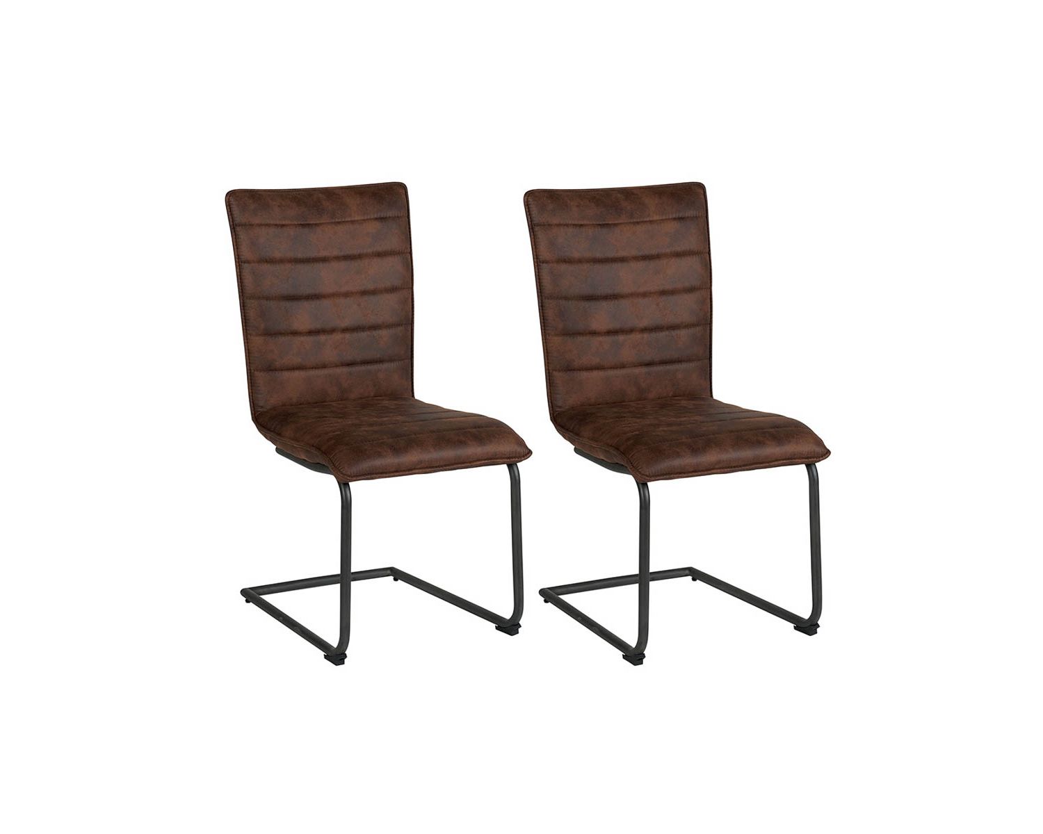 Lot de 2 chaises en tissu havane et métal noir Casita style industriel
