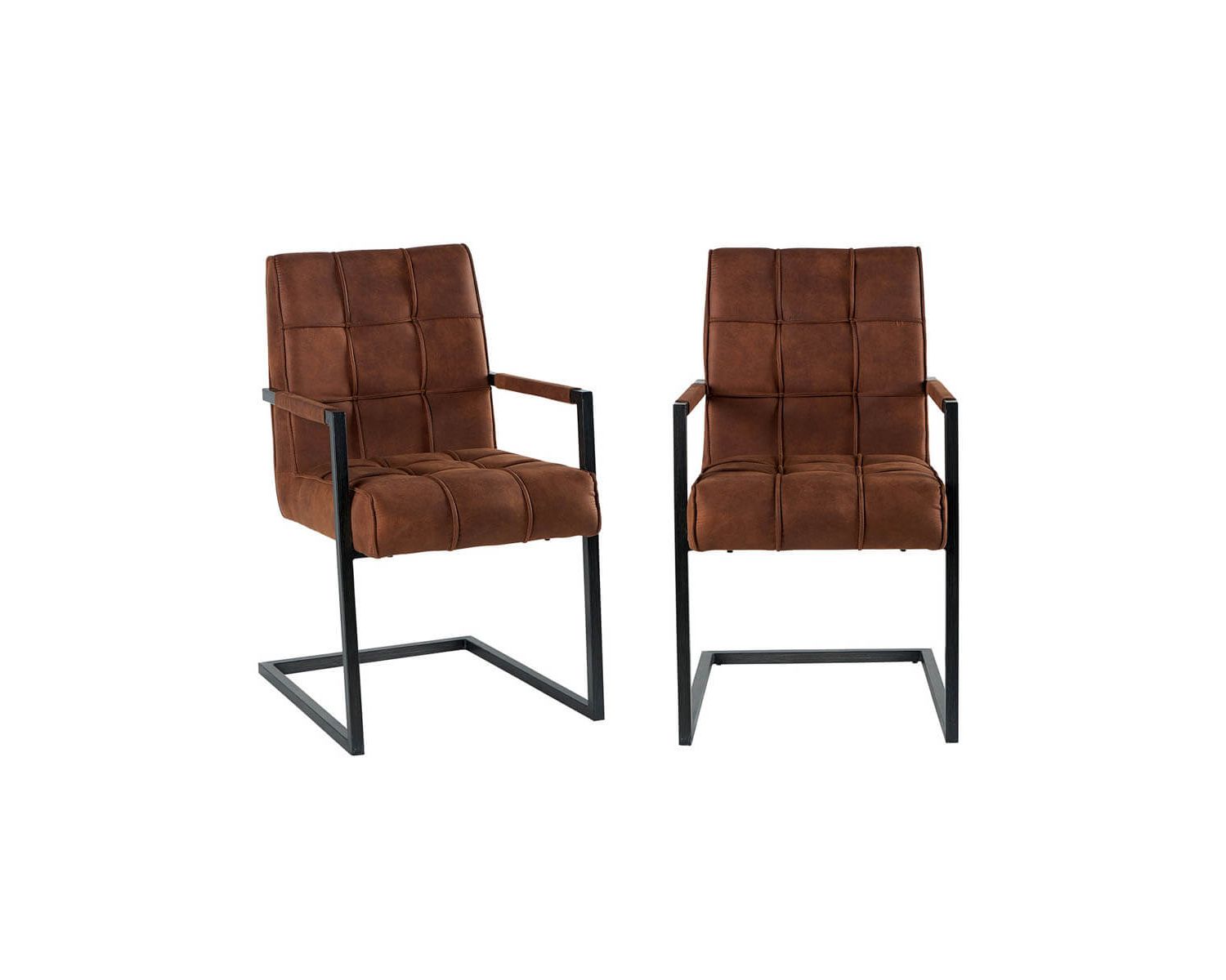 Lot de 2 chaises capitonnées design rétro tissu métal "Chaise Casita"