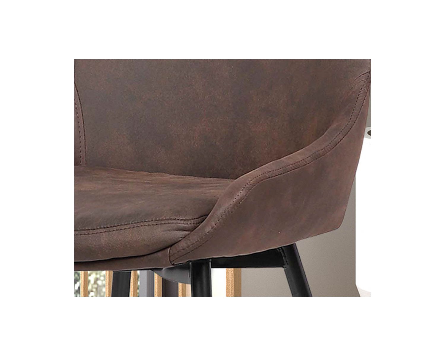 Lot de 2 chaises design métal noir et tissu microfibre brun "Malo"
