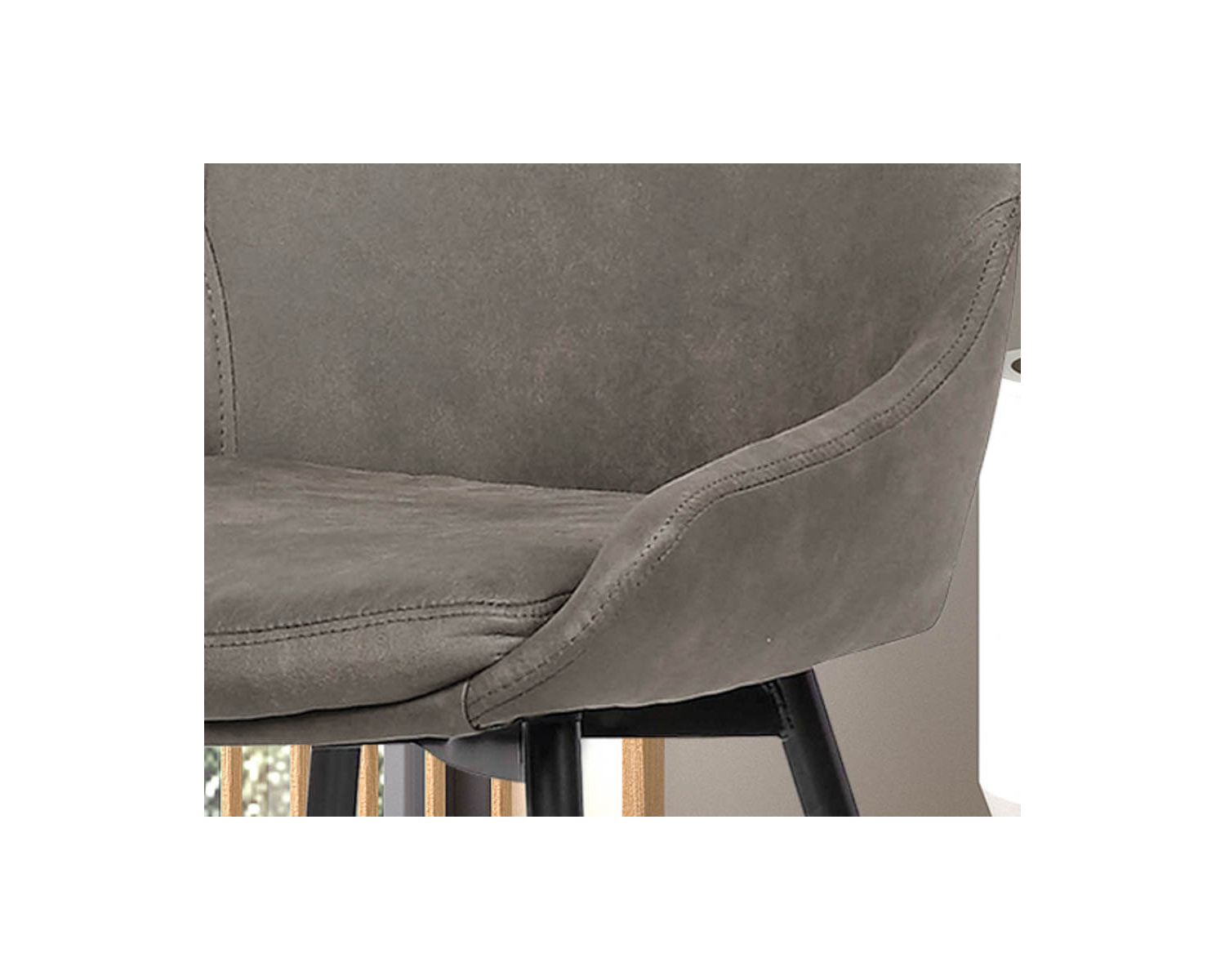 Lot de 2 chaises contemporaines en tissu microfibre gris "Malo"