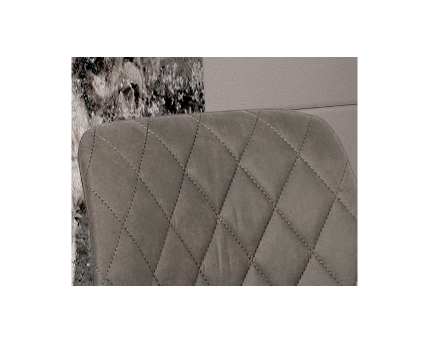 Lot de 2 chaises matelassées microfibre grise, pieds métal noir "Miro"