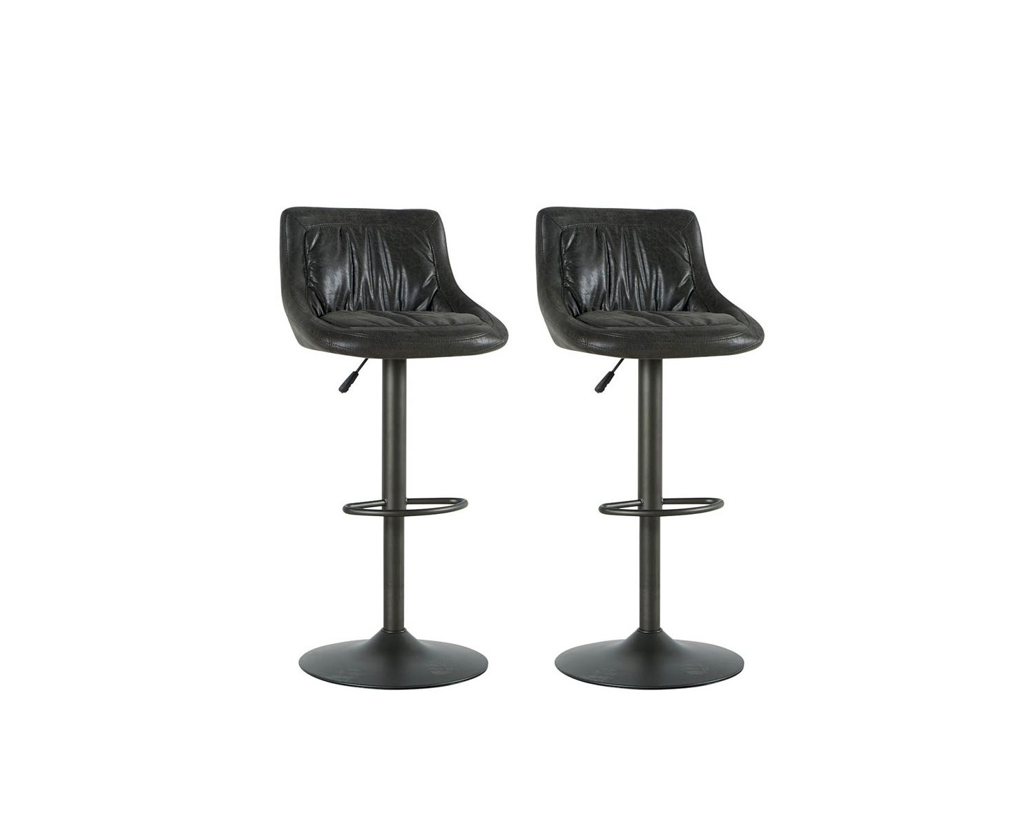 Lot de 2 tabourets industriels réglables en hauteur tissu gris Casita