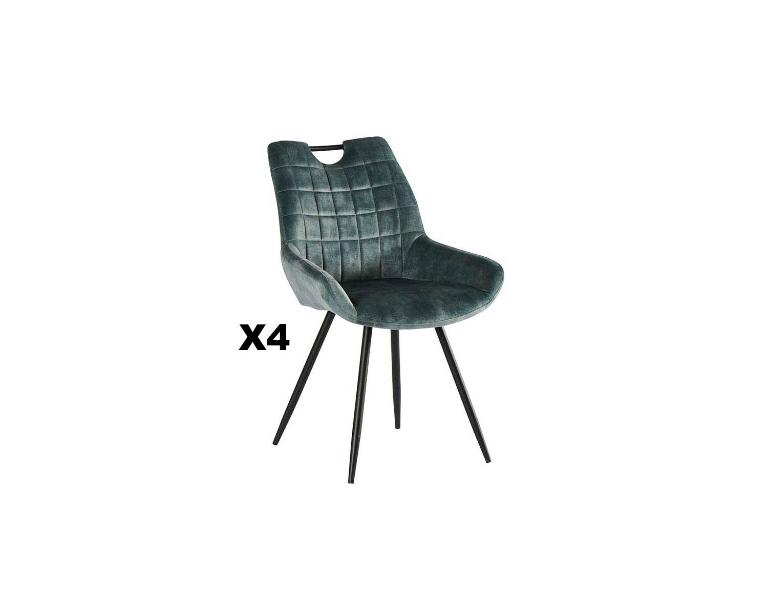 Lot de 4 chaises de salle à manger bleues et noires Casita "Dina"