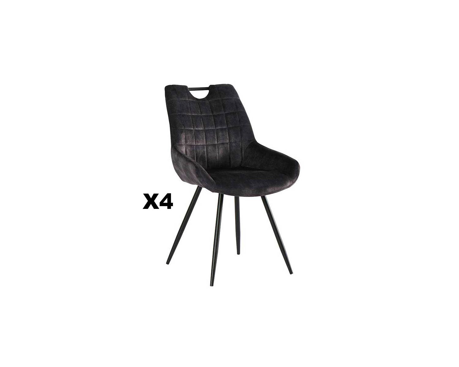 Lot de 4 chaises scandinaves grises et noires tissu et métal "Dina"