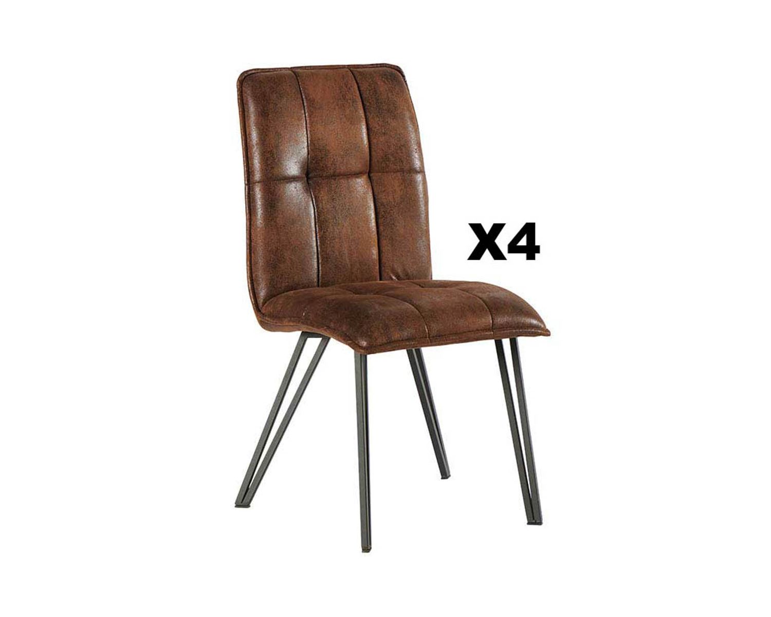 Lot de 4 chaises rétro tissu havane et pieds noirs "Vénus" Casita