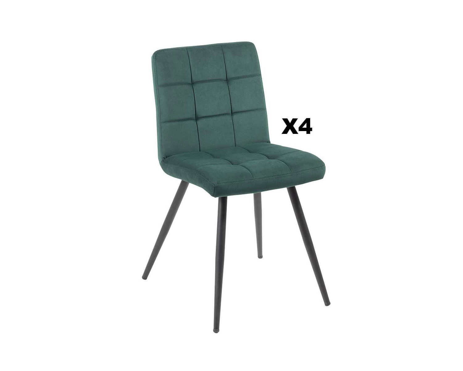 Lot de 4 chaises scandinaves tissu vert métal noir "Sando" Casita
