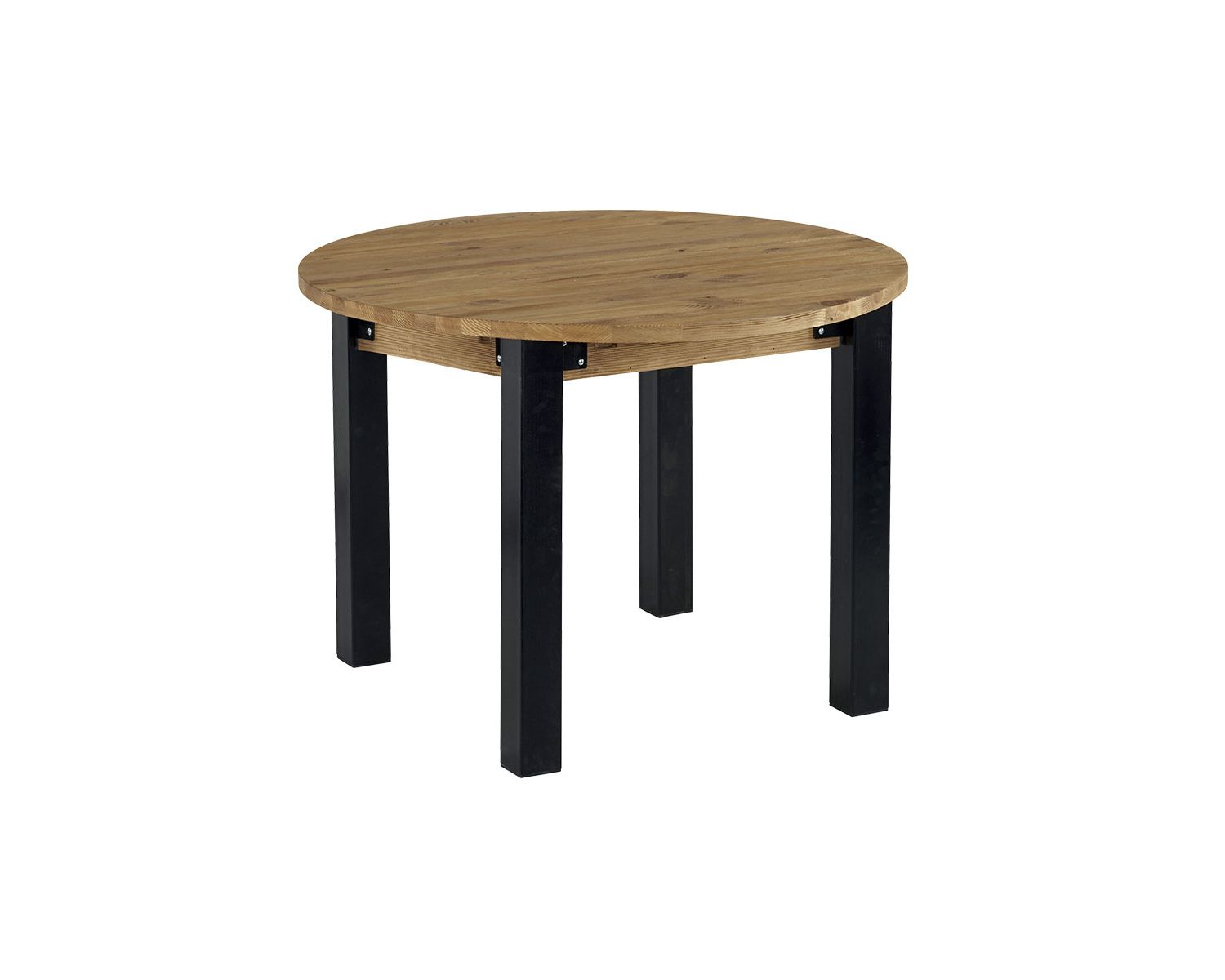 Table ronde en pin massif "Lugano" avec  pieds métal noir