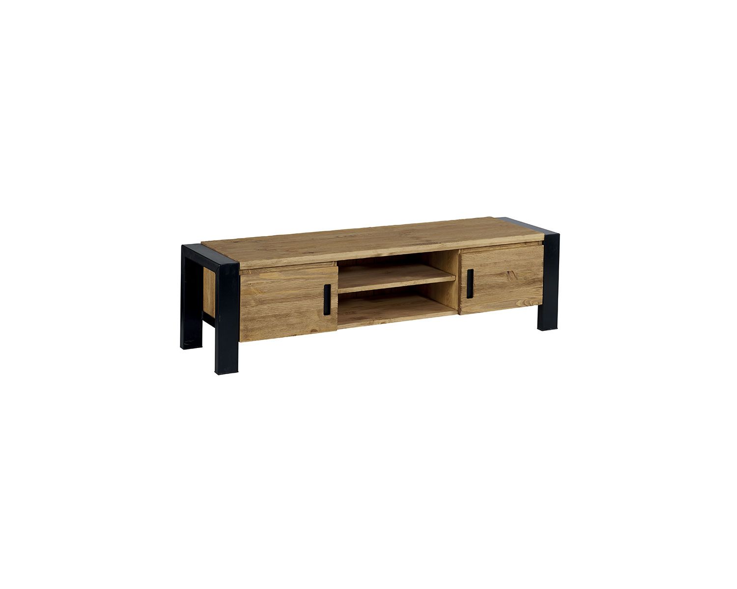 Banc TV métal et pin massif brossé Lugano"