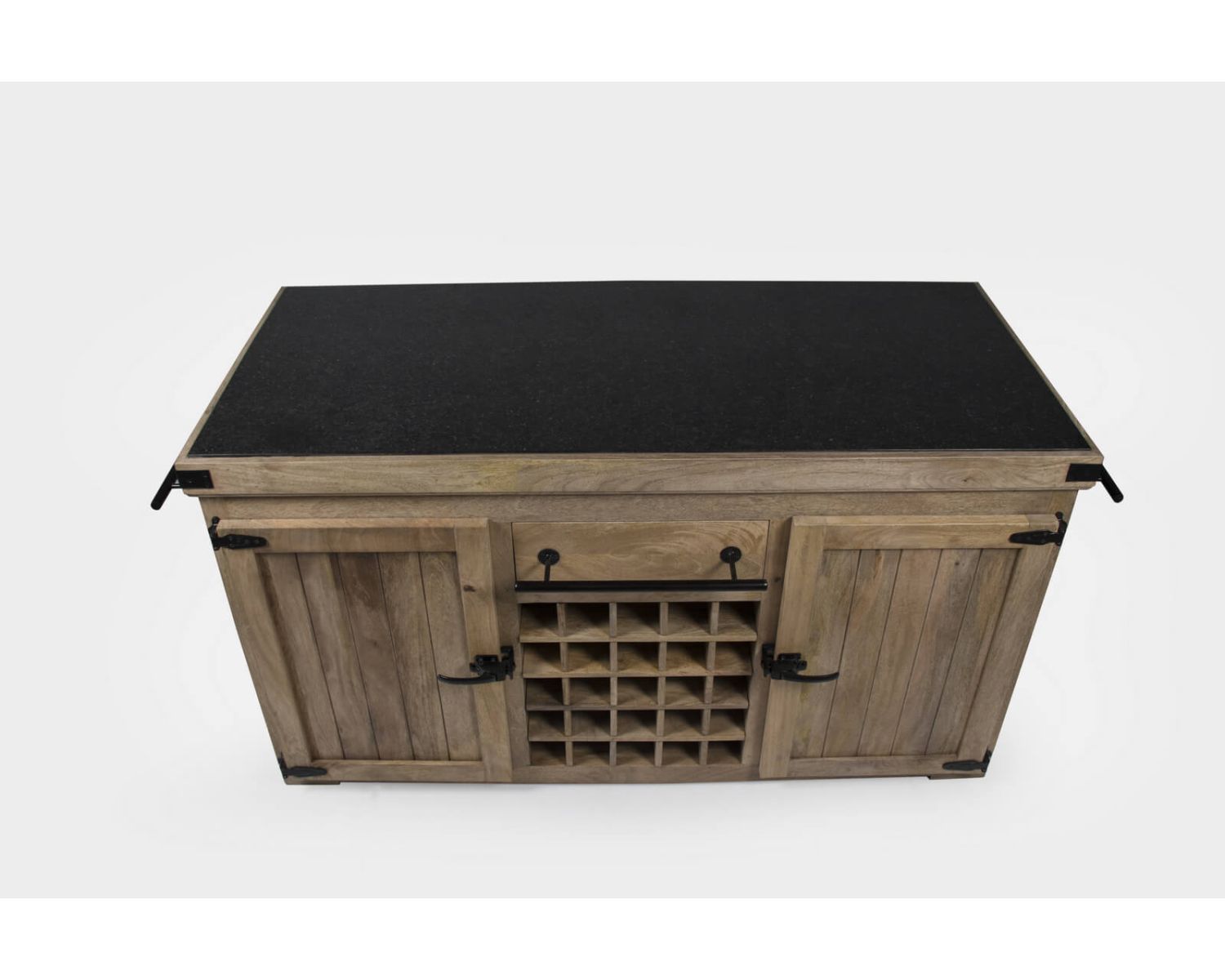 Grand billot de cuisine bois massif plateau pierre "Grand Chef" 165 cm