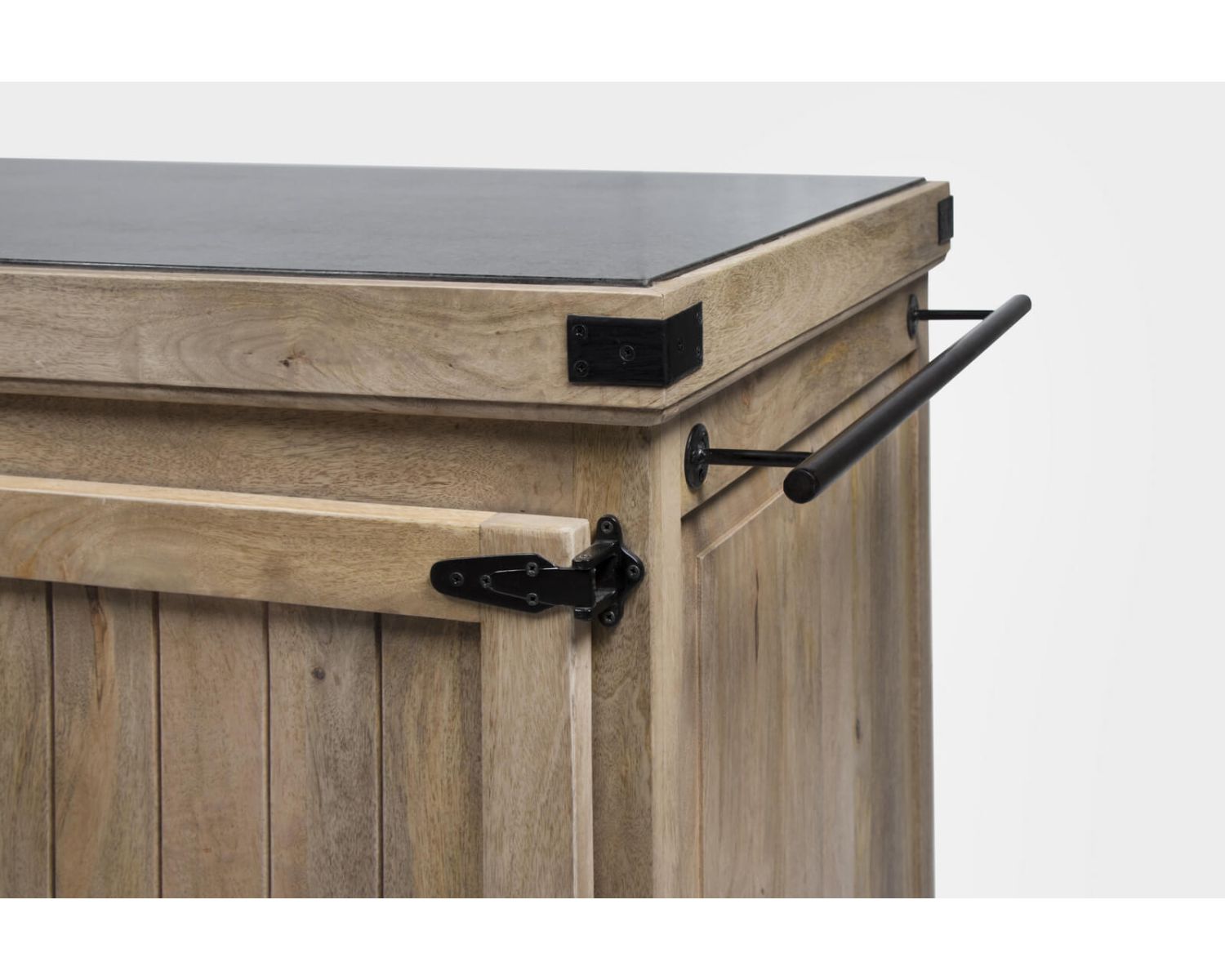 Grand billot de cuisine bois massif plateau pierre "Grand Chef" 165 cm