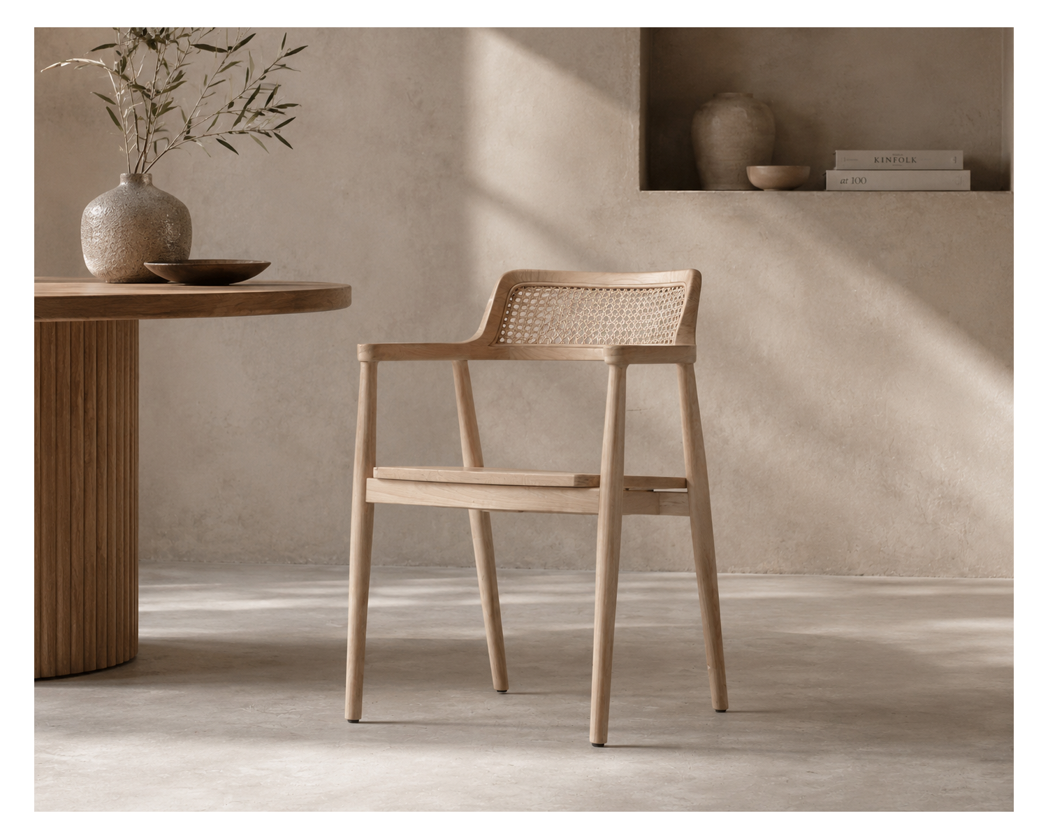 Chaise de repas avec accoudoirs design épuré "Vogue" en bois de sungkai