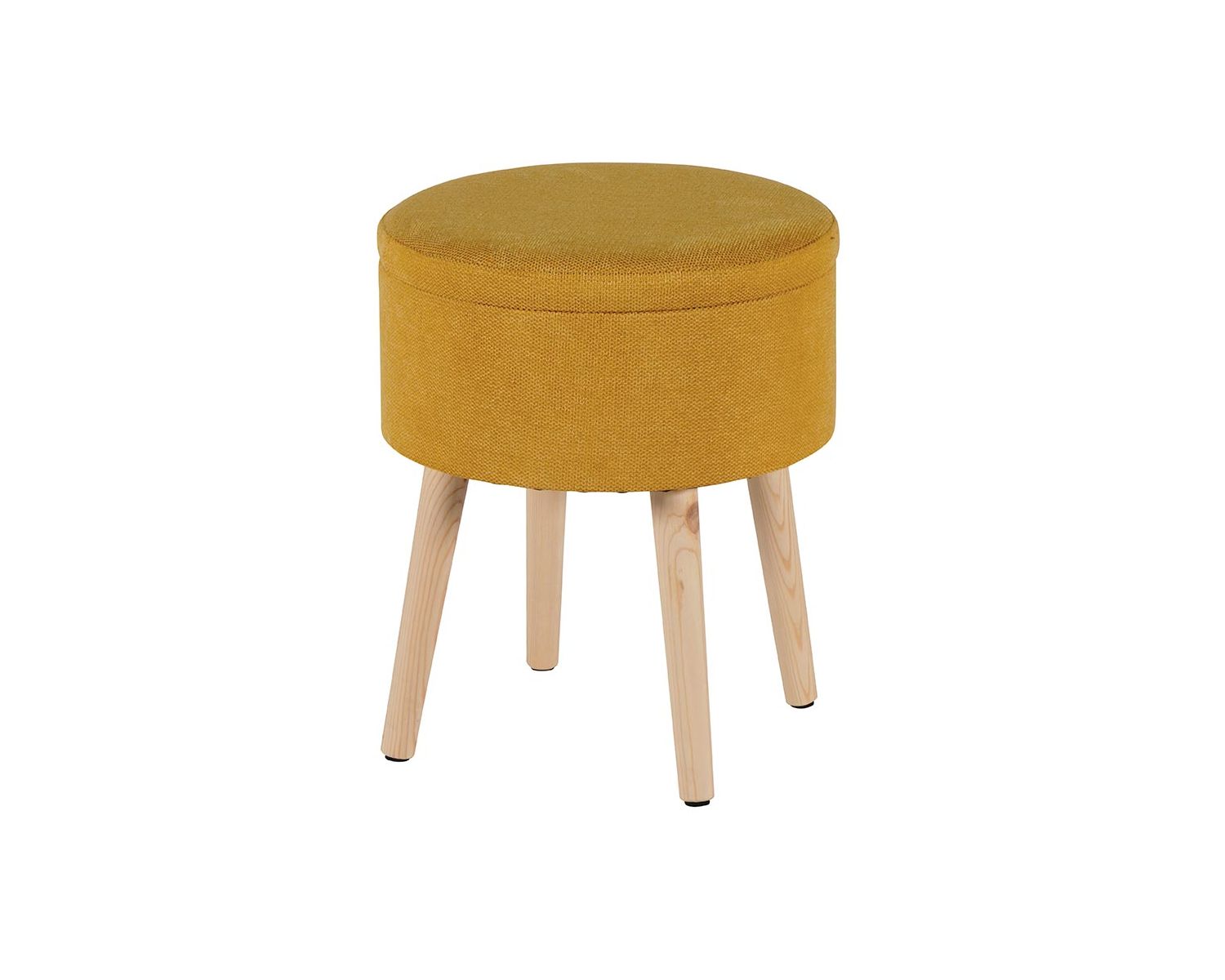Pouf rond en tissu jaune avec coffre de rangement "Mano"