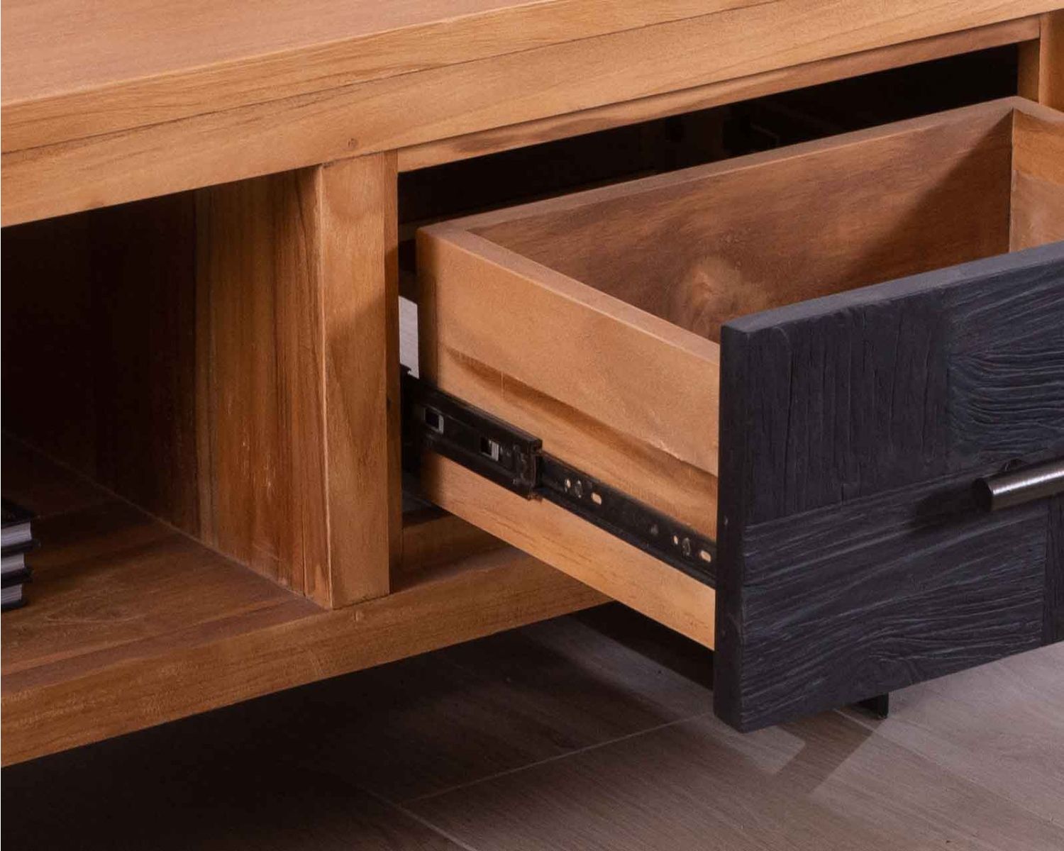 Table basse rectangulaire en teck recyclé 2 tiroirs "Trend"