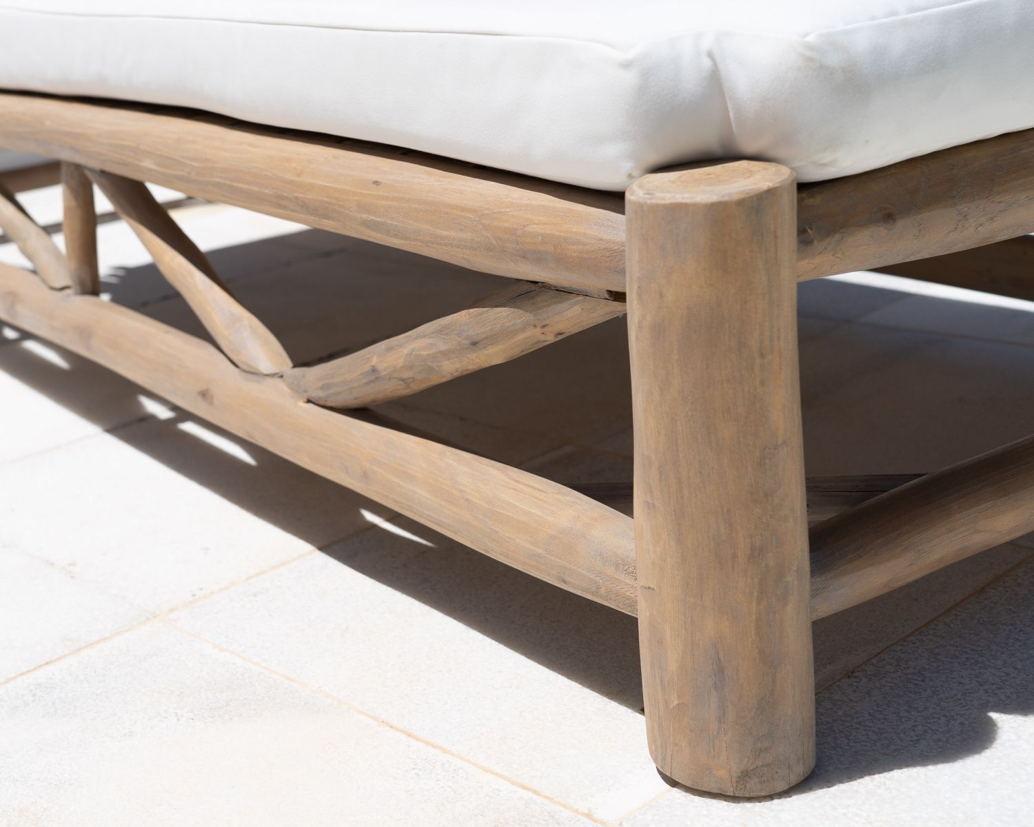 Bain de soleil design exotique 2 places "Sumatra" structure branches de teck