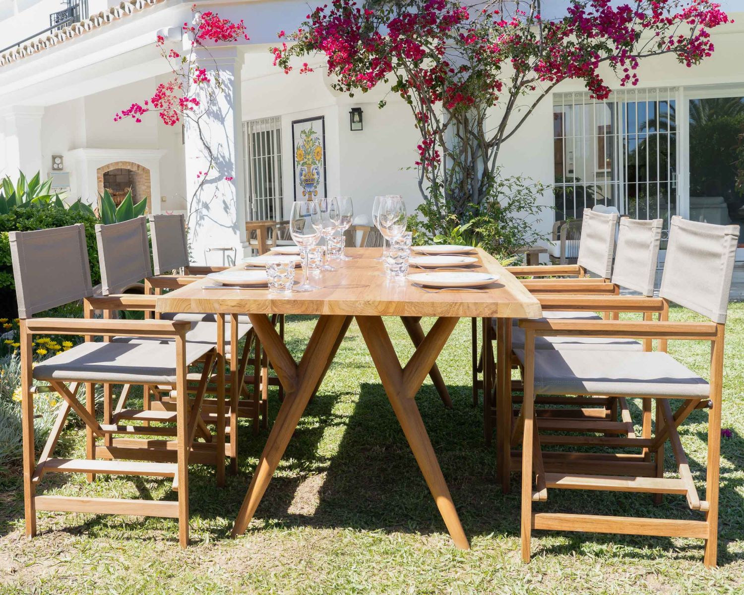 Table de repas rectangulaire en teck naturel "Tiska" 200 cm
