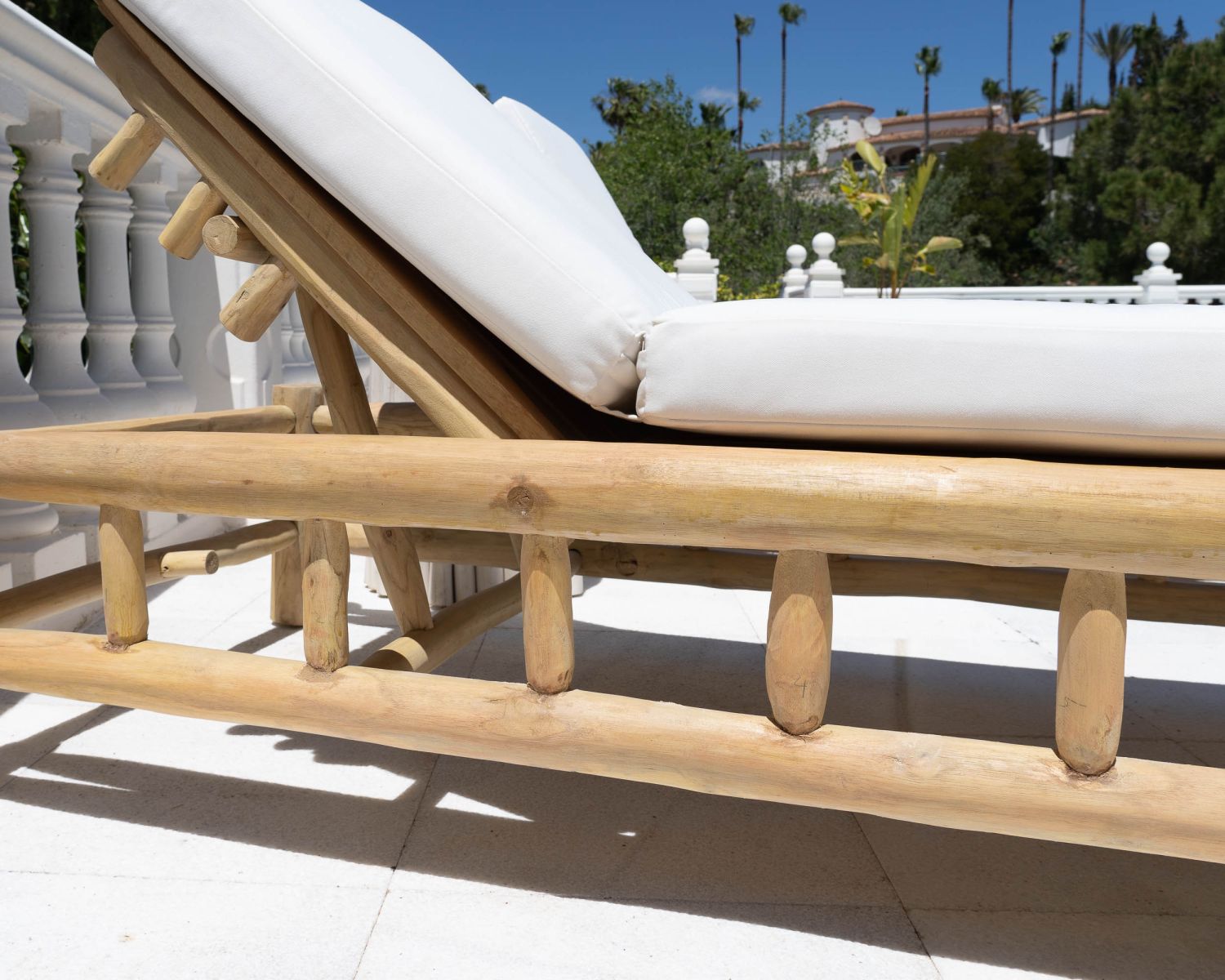 Bain de soleil design exotique 2 places "Sumatra" structure branches de teck