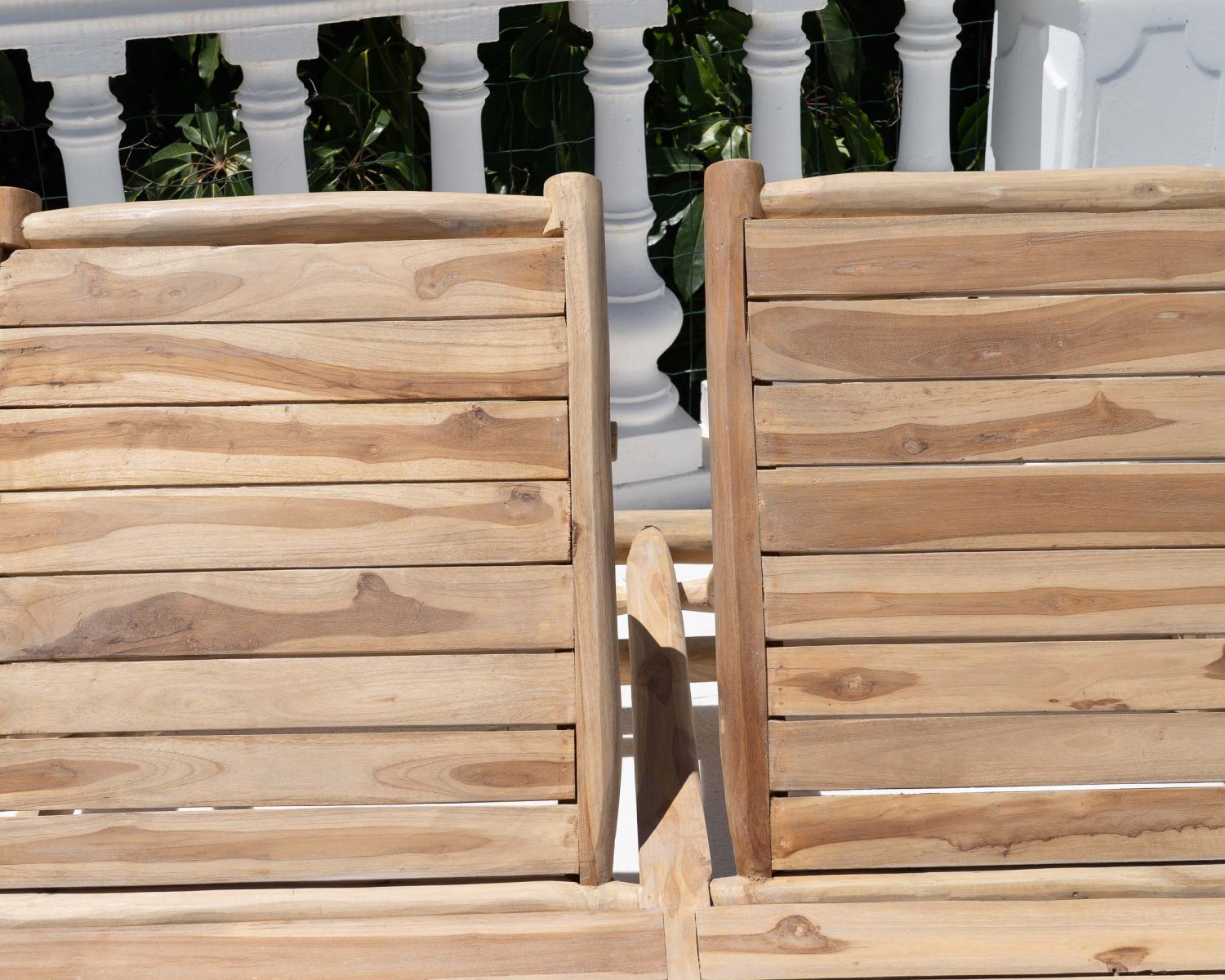 Bain de soleil design exotique 2 places "Sumatra" structure branches de teck