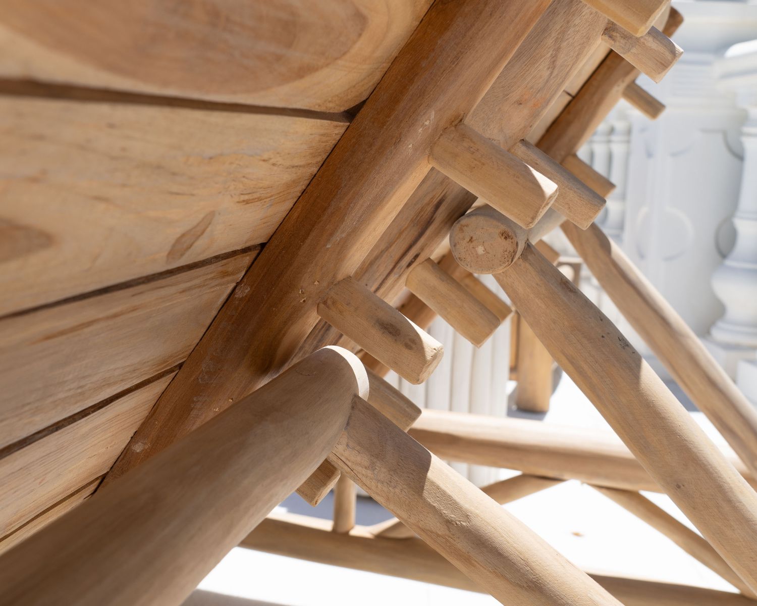 Bain de soleil design exotique 2 places "Sumatra" structure branches de teck