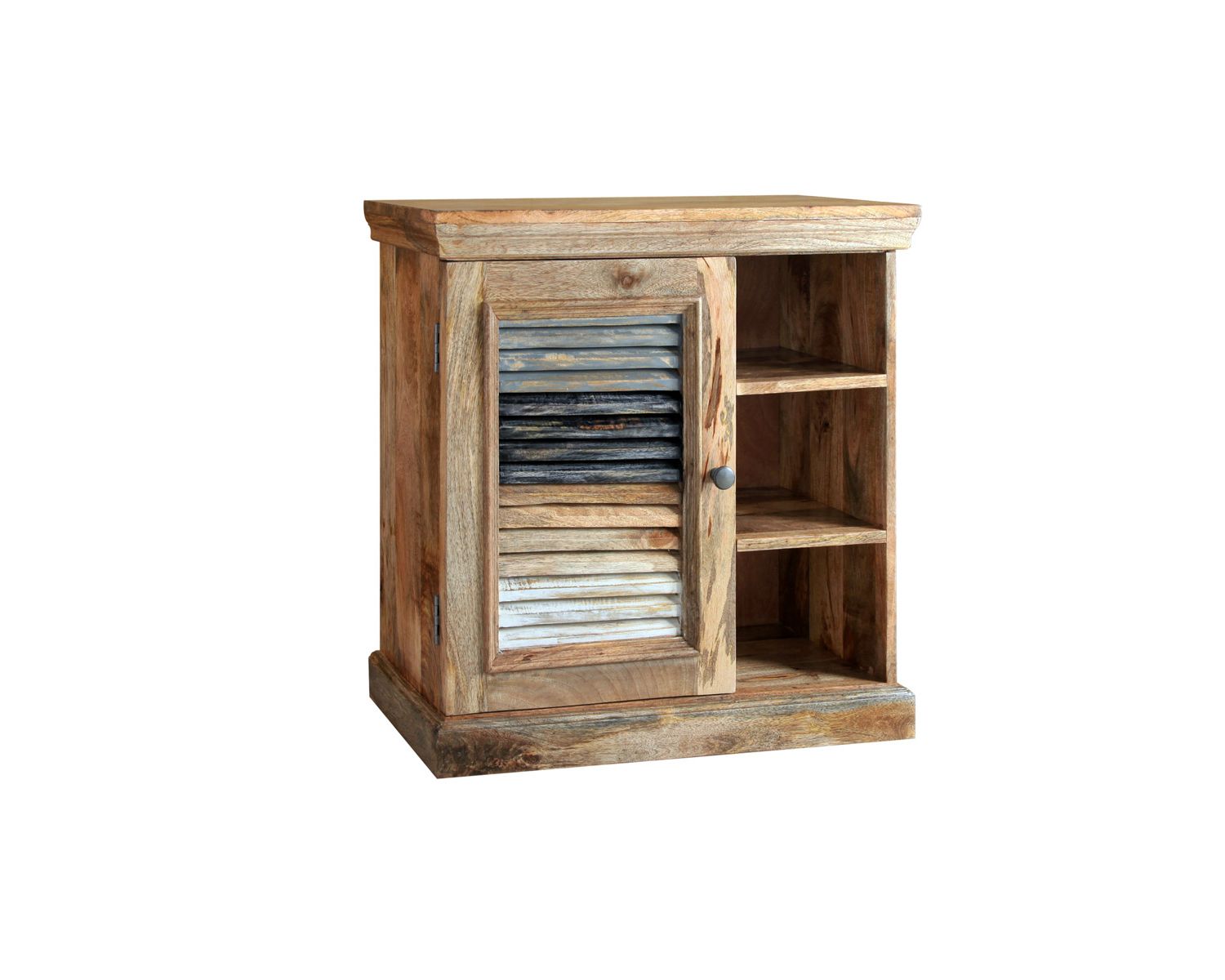 Meuble bas avec porte persienne en manguier "Etretat"