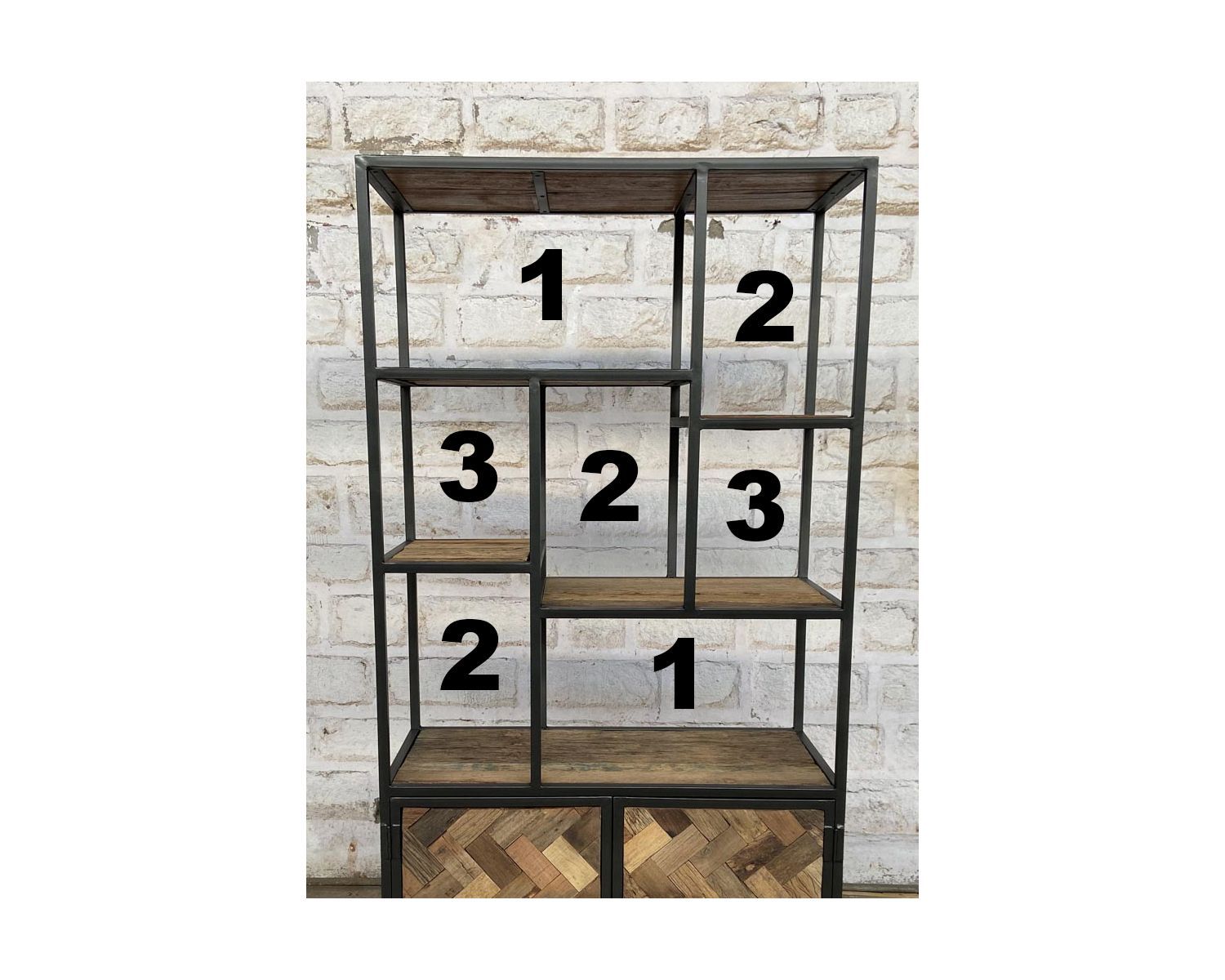 Bibliothèque industrielle 180x90 cm métal gris et manguier "Kaloupilé"