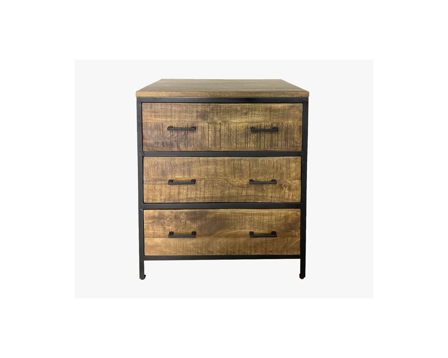 Meuble 3 tiroirs pour cuisine style industriel bois et métal "Atelier"