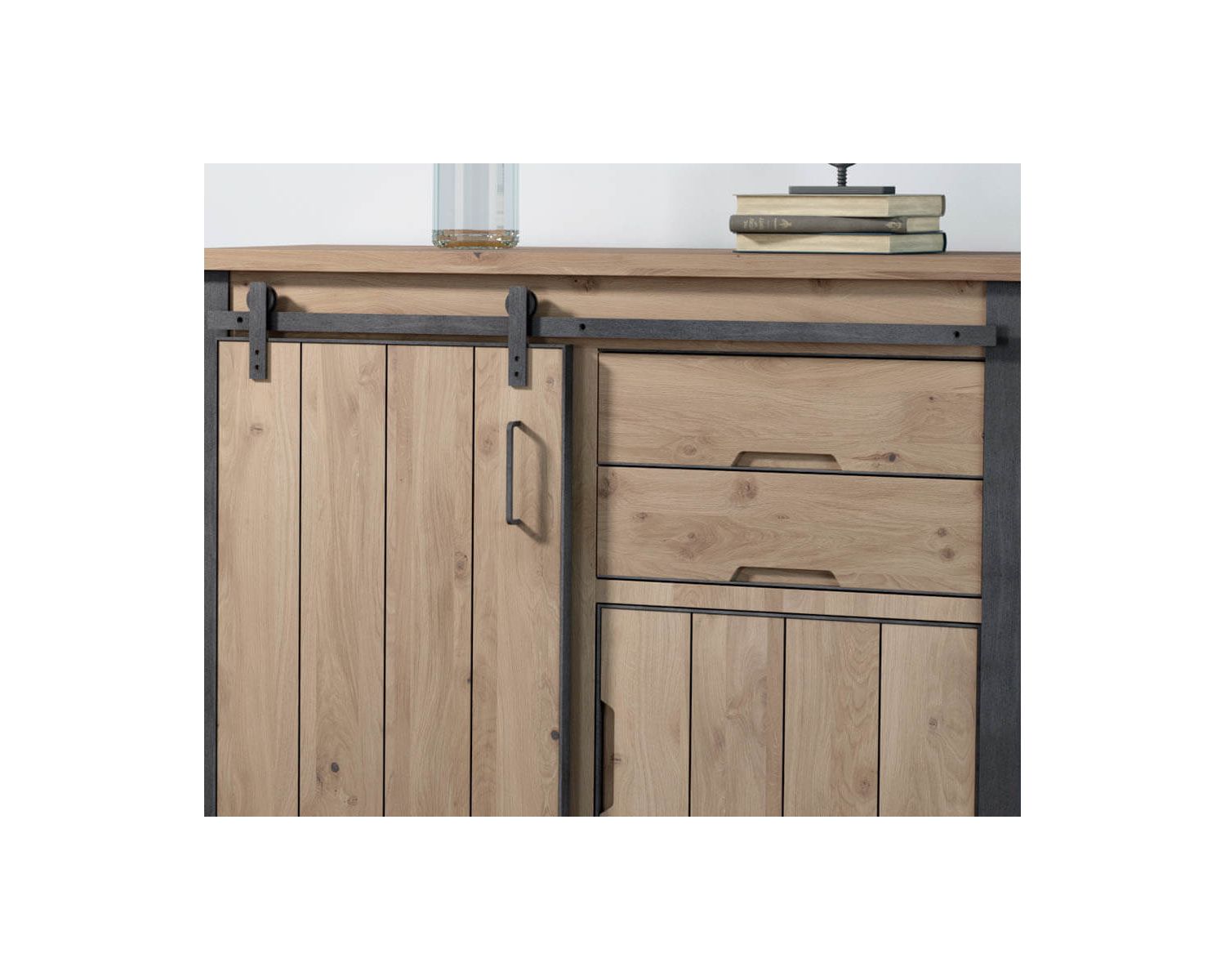 Meuble de rangement indus’ décontracté 2 portes 2 tiroirs "Breeze"