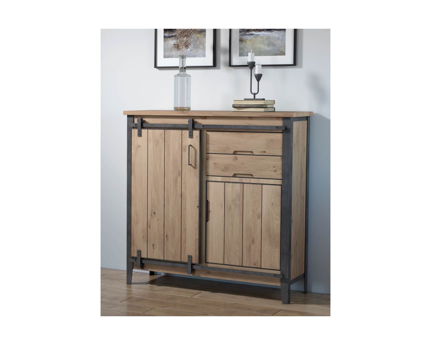 Meuble de rangement indus’ décontracté 2 portes 2 tiroirs "Breeze"