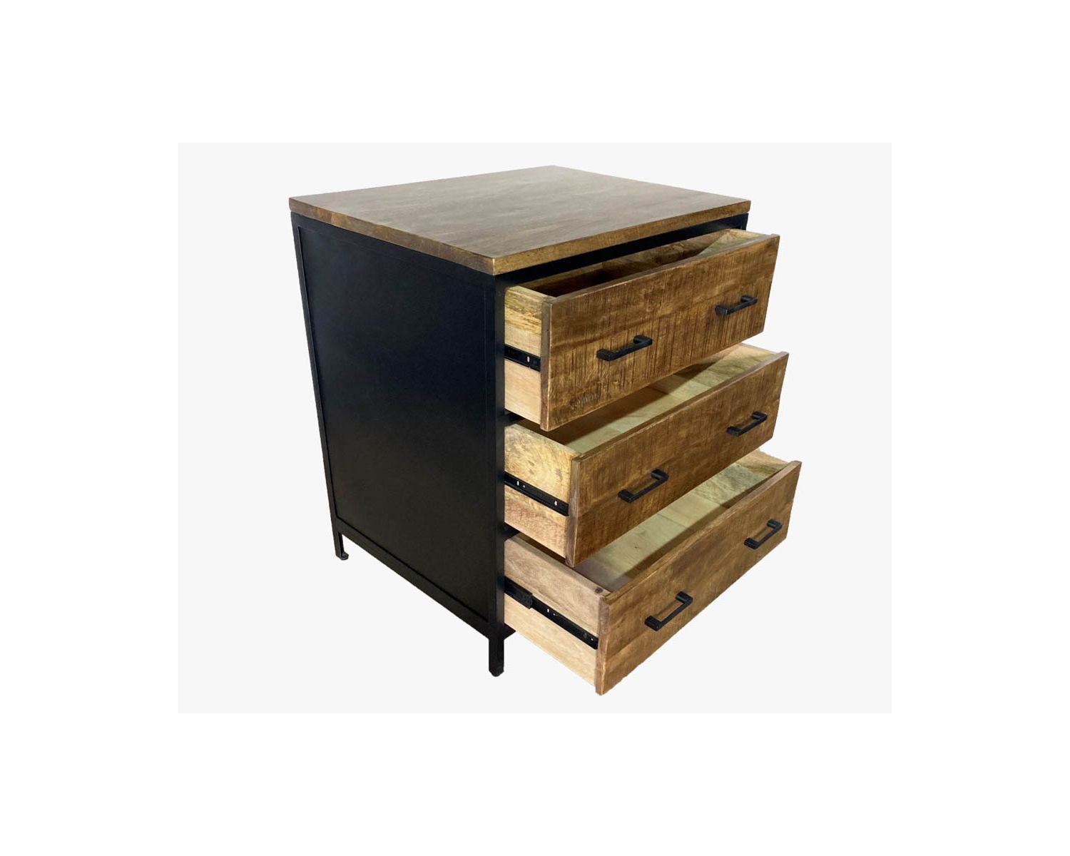 Meuble 3 tiroirs pour cuisine style industriel bois et métal "Atelier"