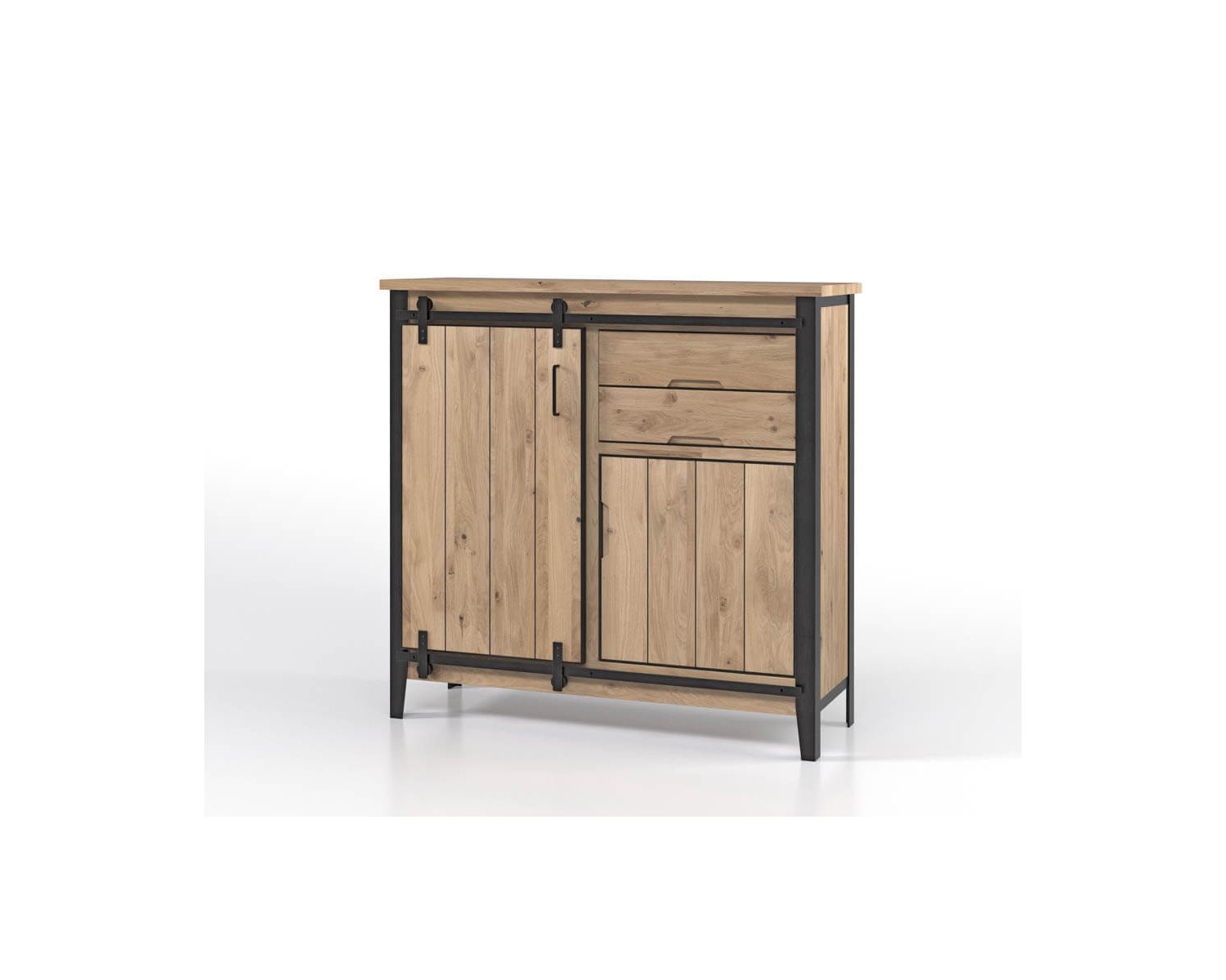 Meuble de rangement indus’ décontracté 2 portes 2 tiroirs "Breeze"