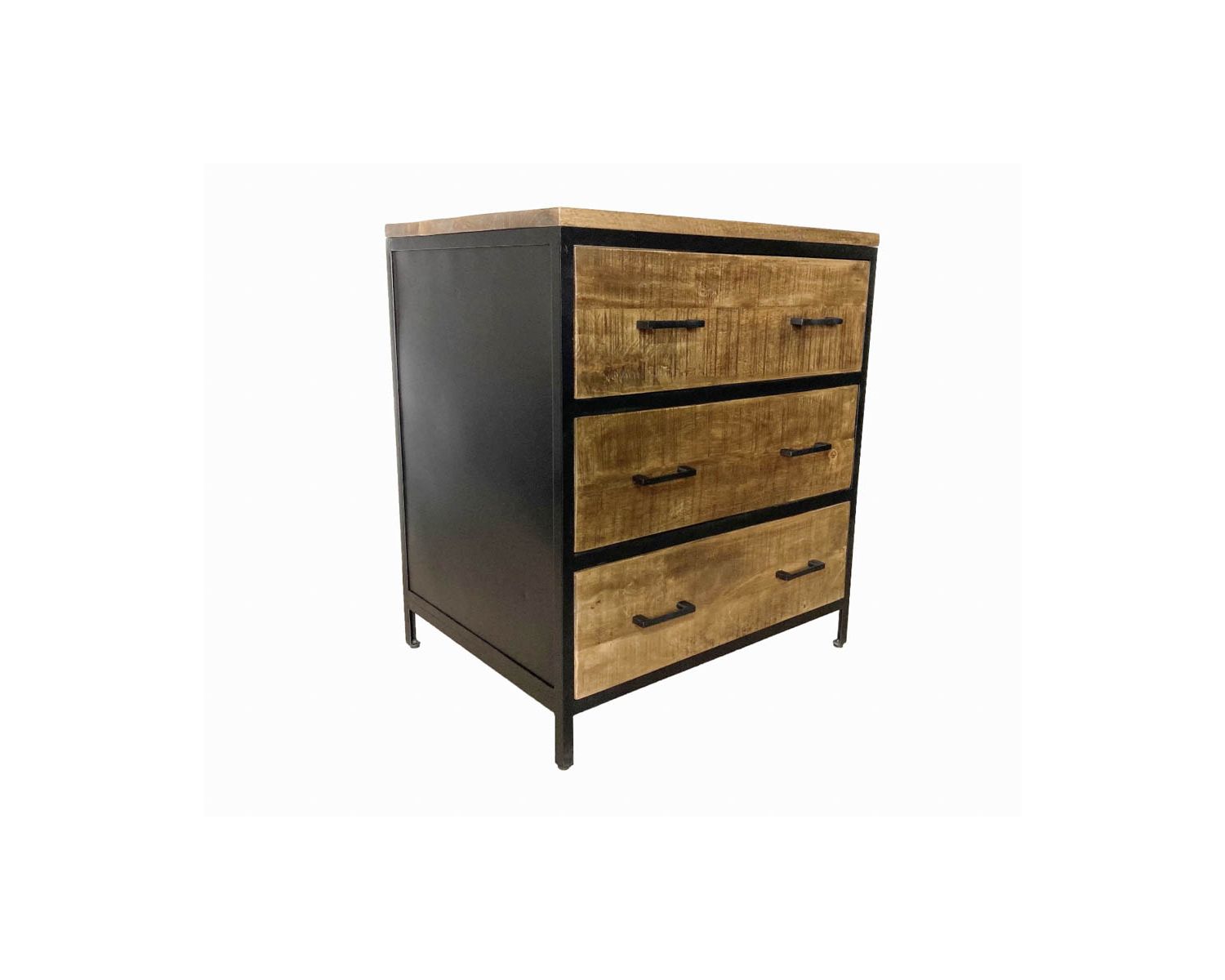 Meuble 3 tiroirs pour cuisine style industriel bois et métal "Atelier"