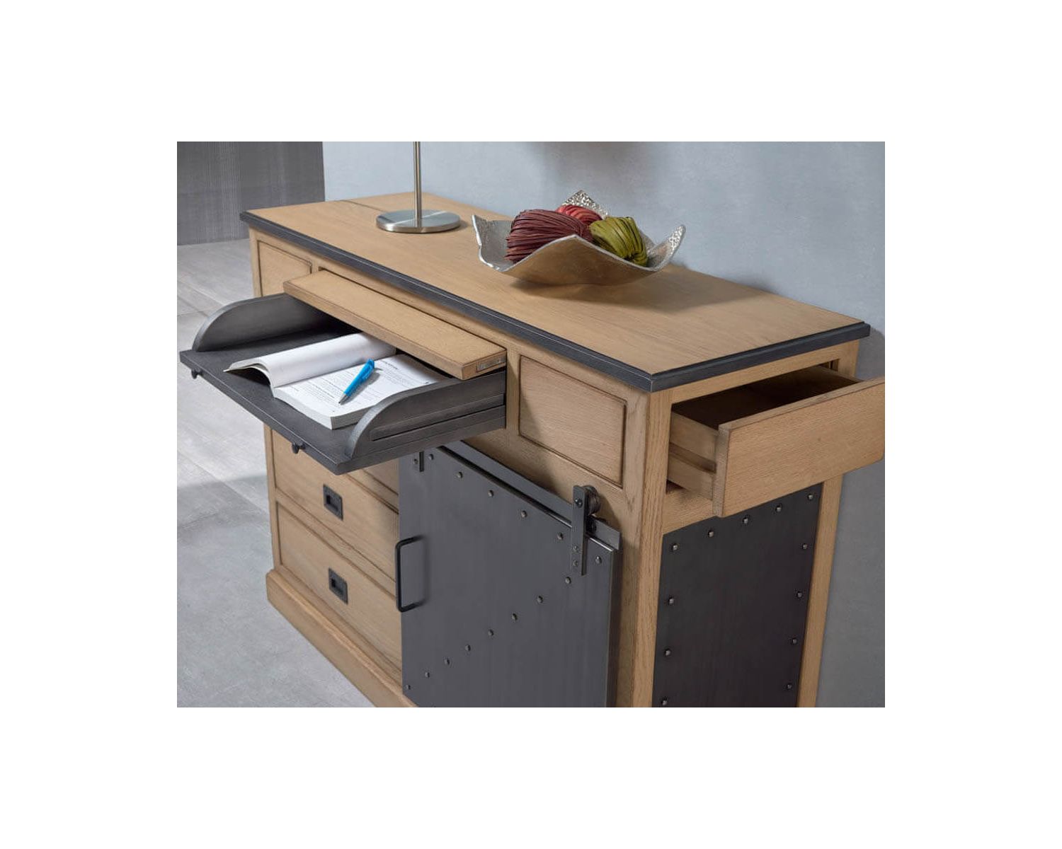 Meuble d’entrée style factory bois massif métal "San Francisco"