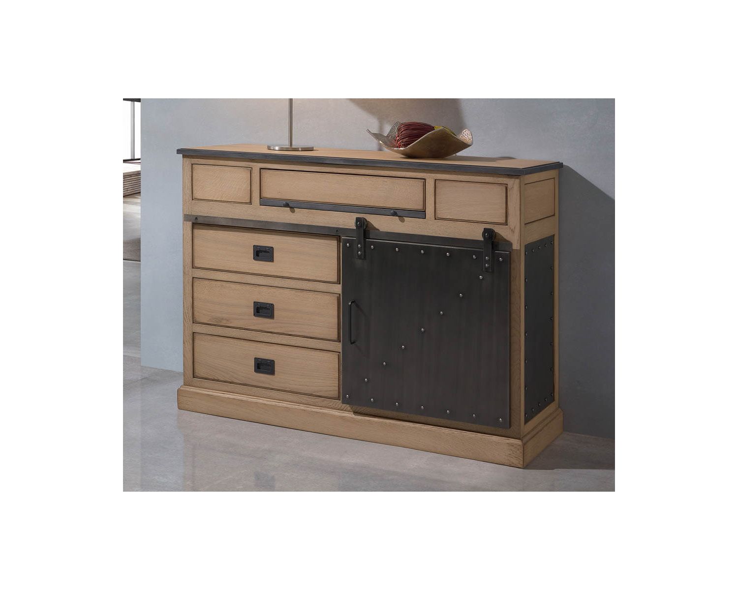 Meuble d’entrée style factory bois massif métal "San Francisco"