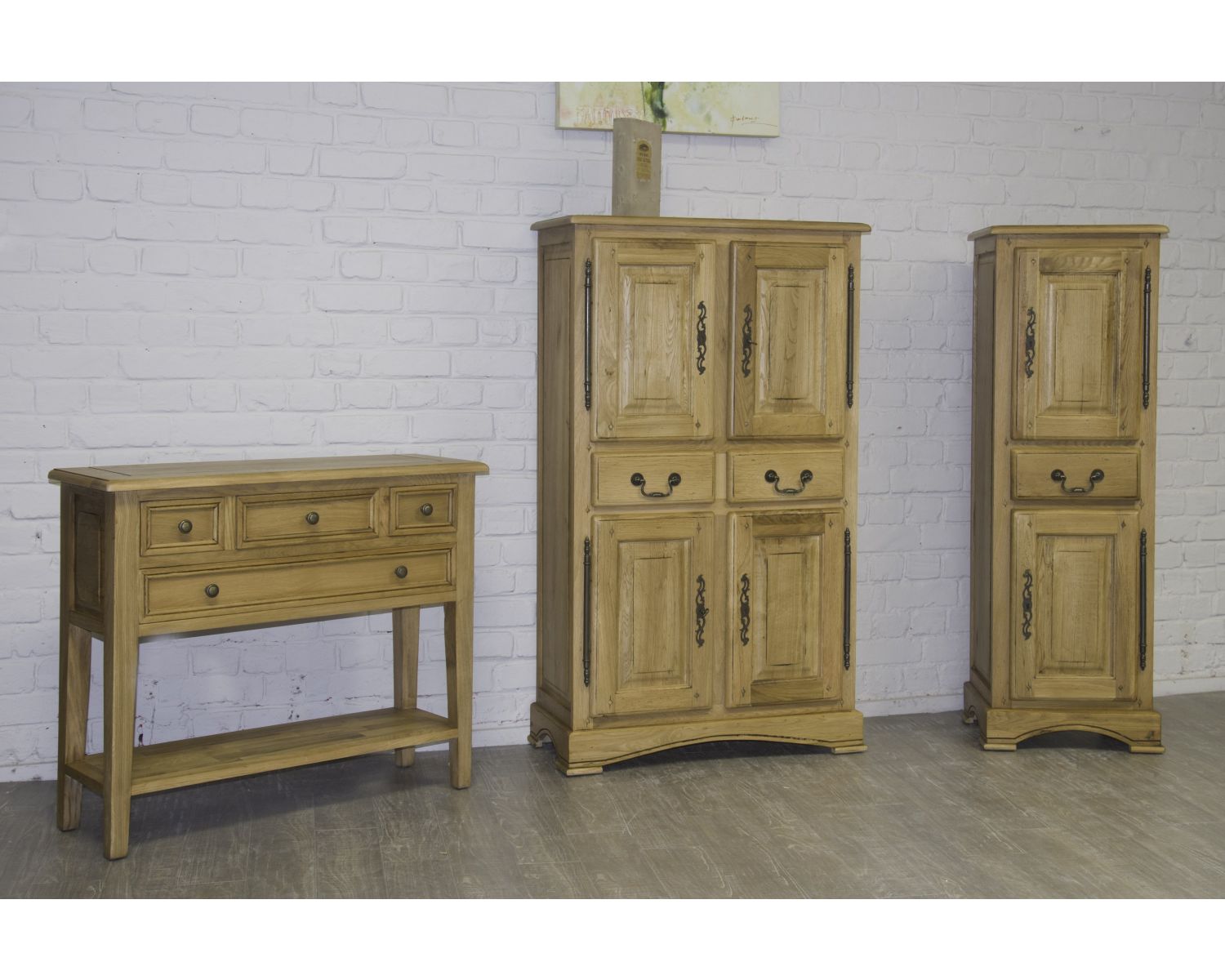 Console chêne massif avec tiroirs "Campagnol"