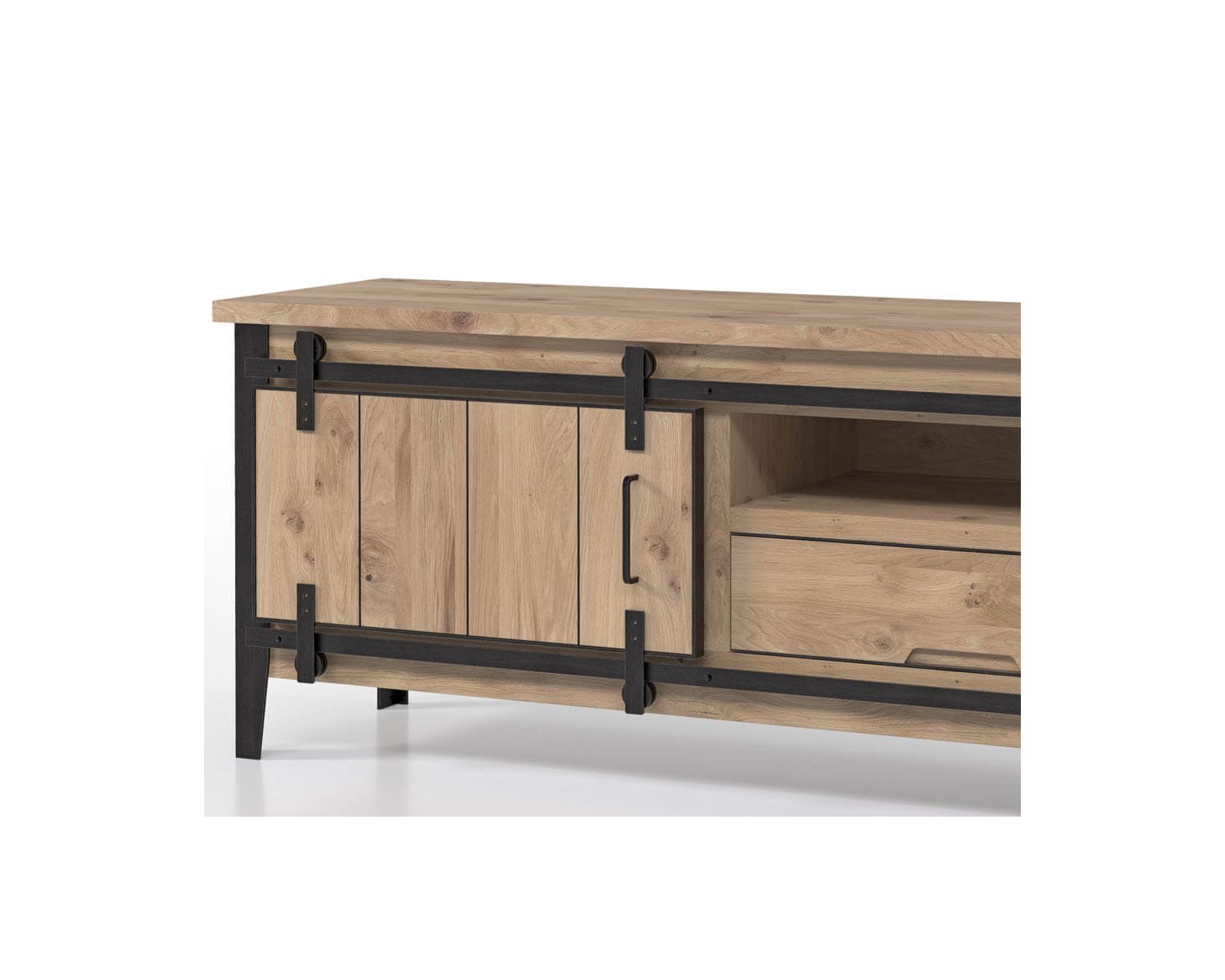 Meuble télé industriel en chêne et métal gris foncé "Breeze" 