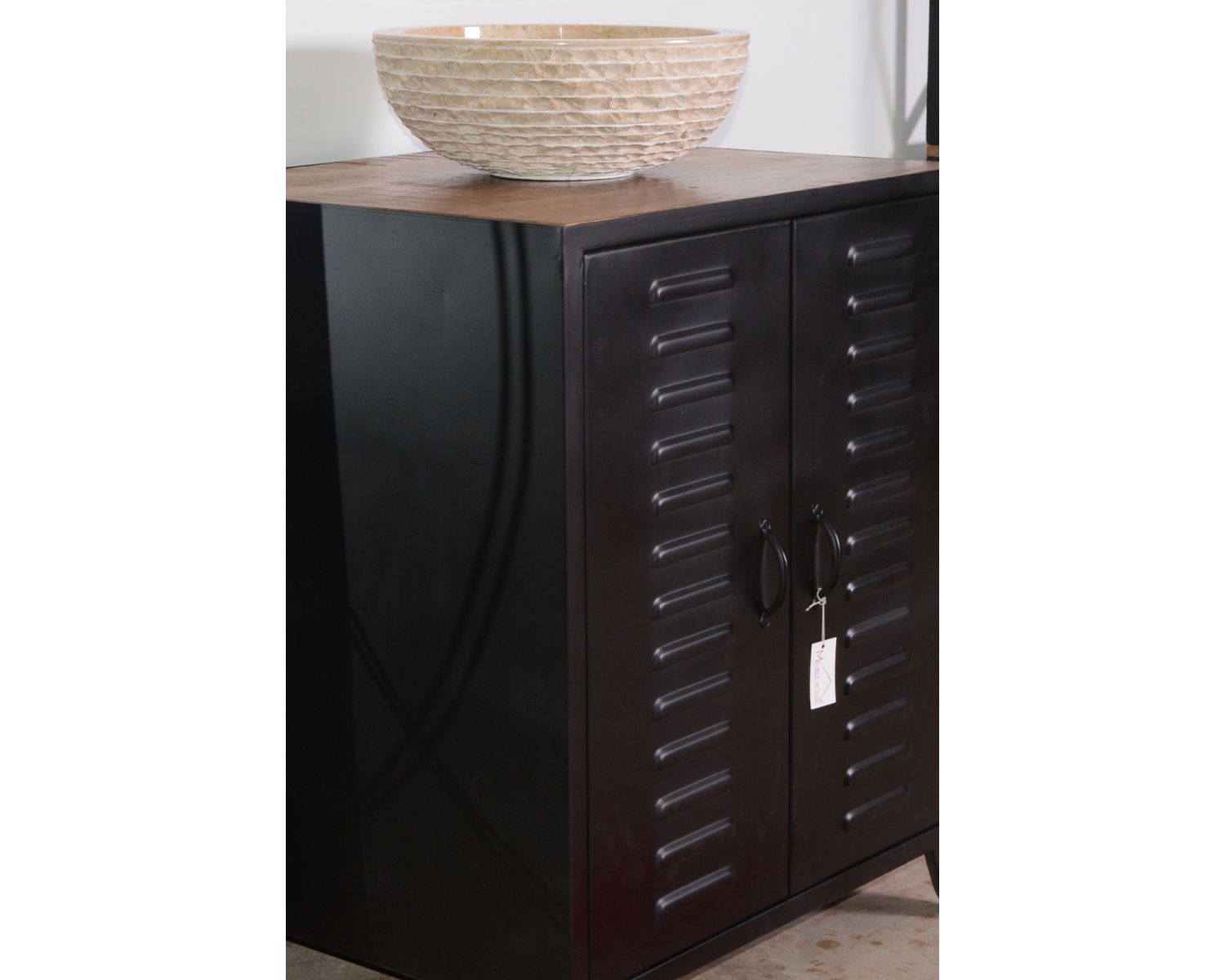 Meuble vasque de salle de bain industriel métal noir 