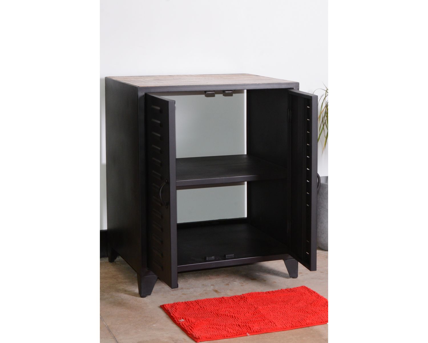 Meuble vasque de salle de bain industriel métal noir 