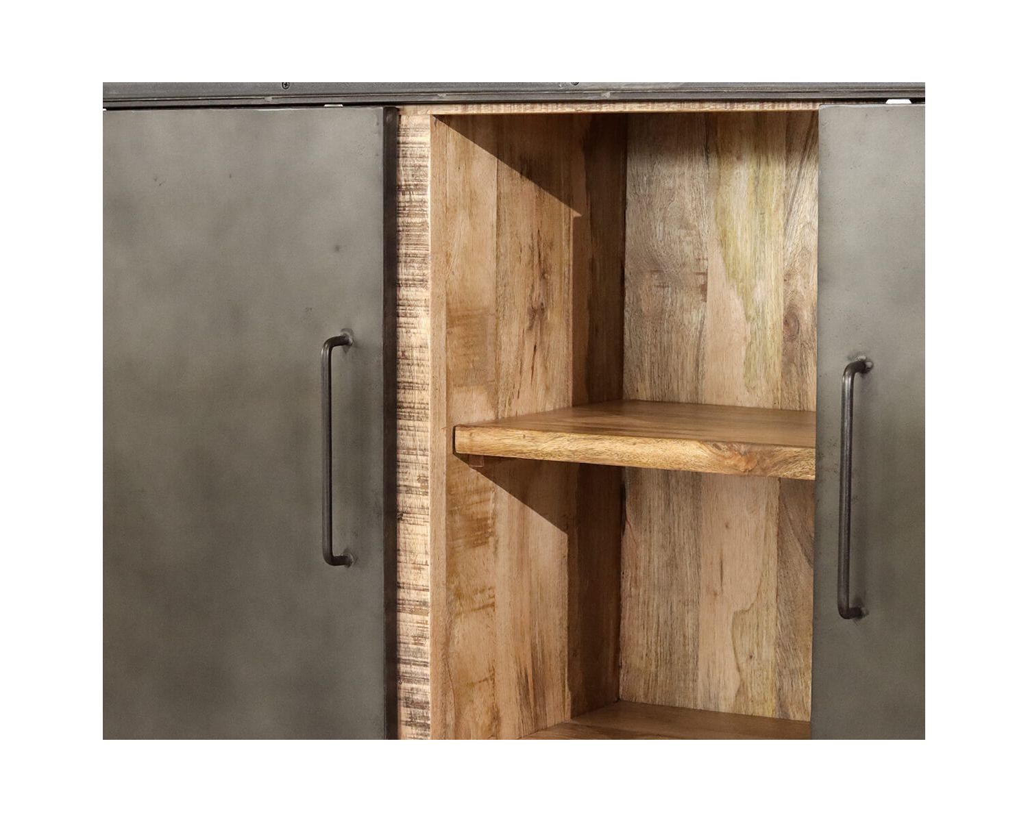 Vaisselier industriel métal et bois portes coulissantes 2m "Caractère"