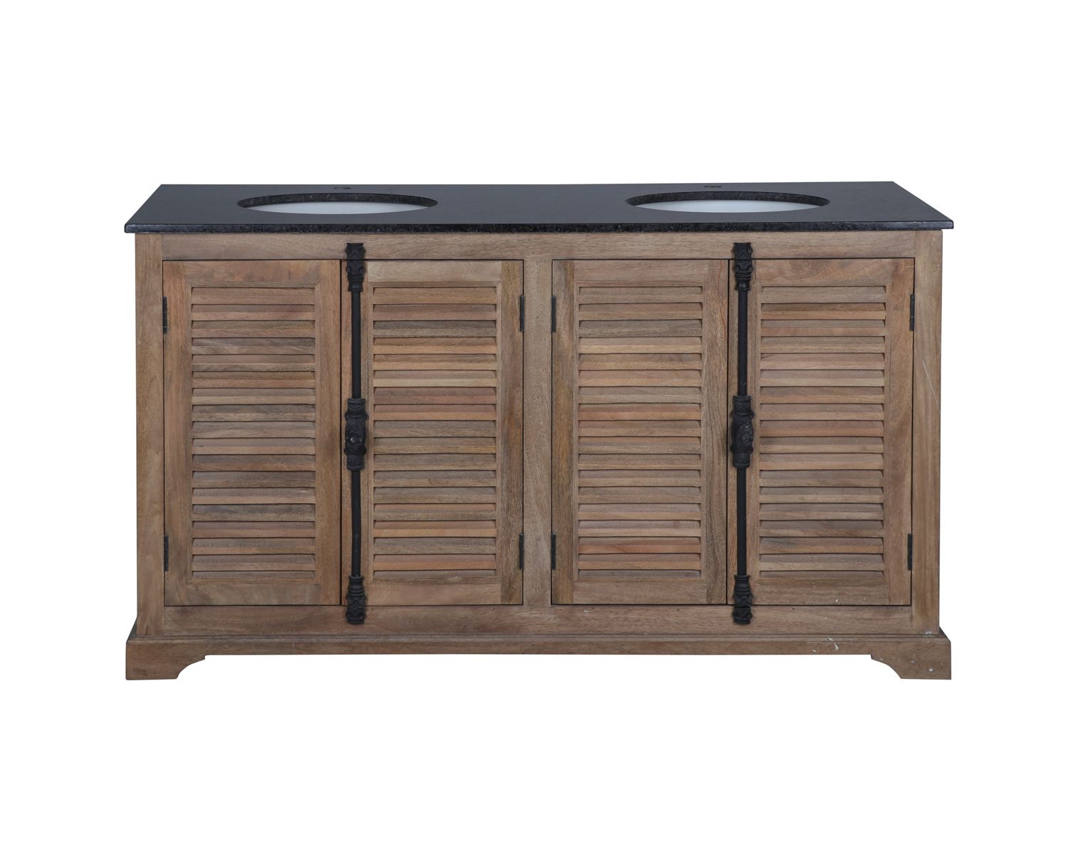 Meuble de salle de bain 150cm poignées crémones et marbre "Persienne"