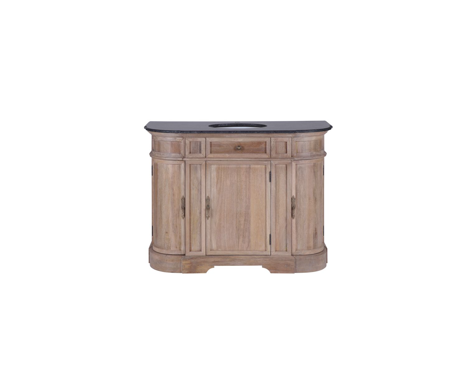 Meuble salle de bain pierre 1 vasque bois massif arrondi "Églantine"