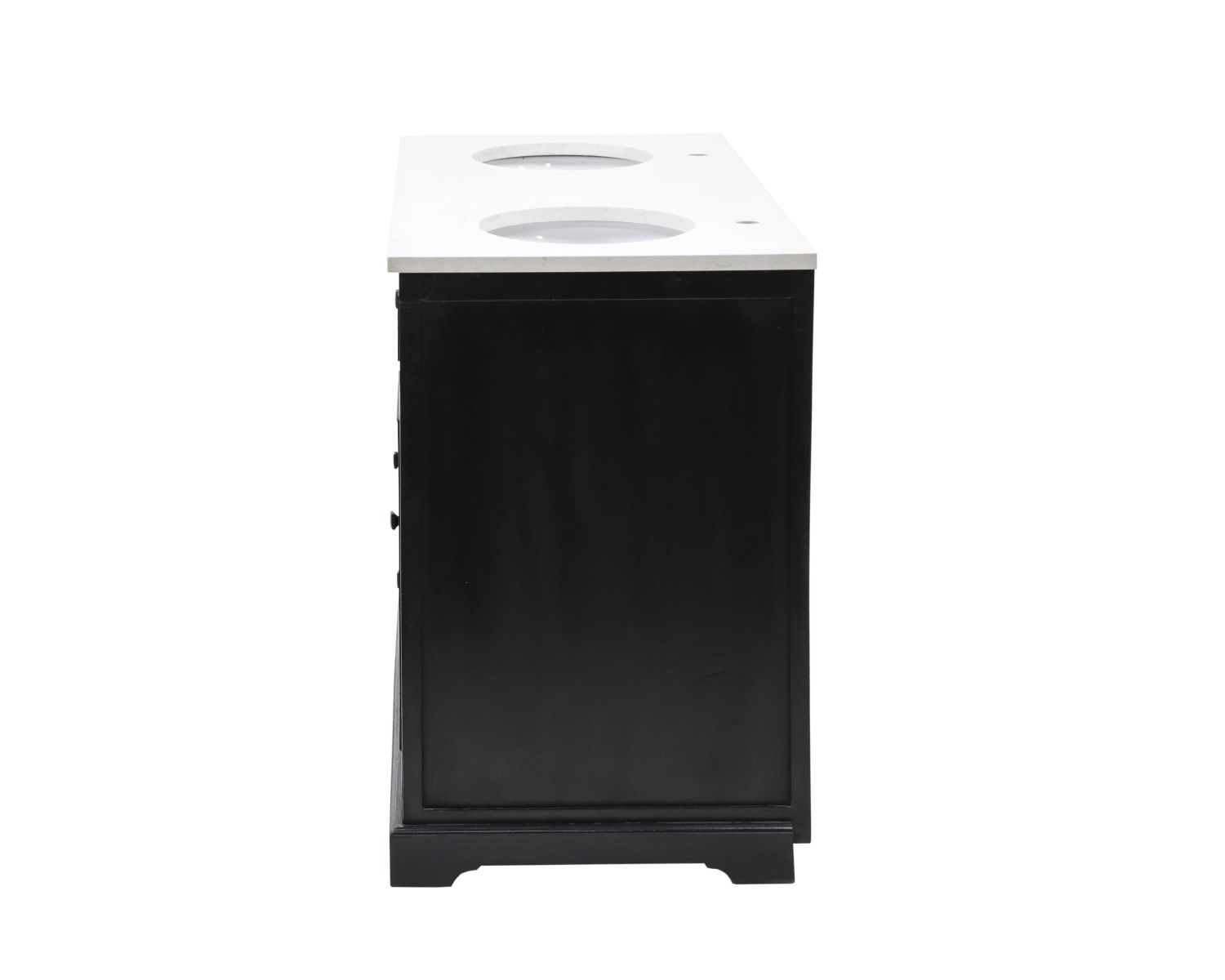 Meuble de salle de bain noir dessus quartz blanc "Elégance"